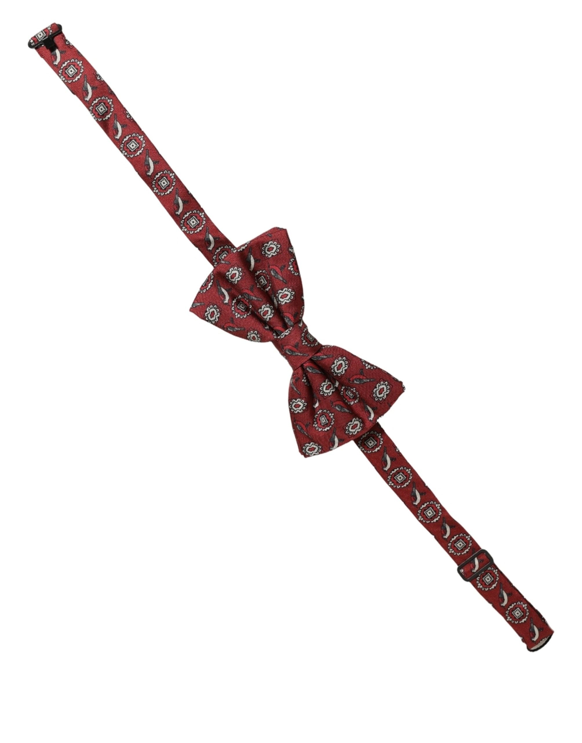 Dolce & Gabbana Men Bordeaux Floral Adjustable Neck Papillon Bow Tie Dolce & Gabbana