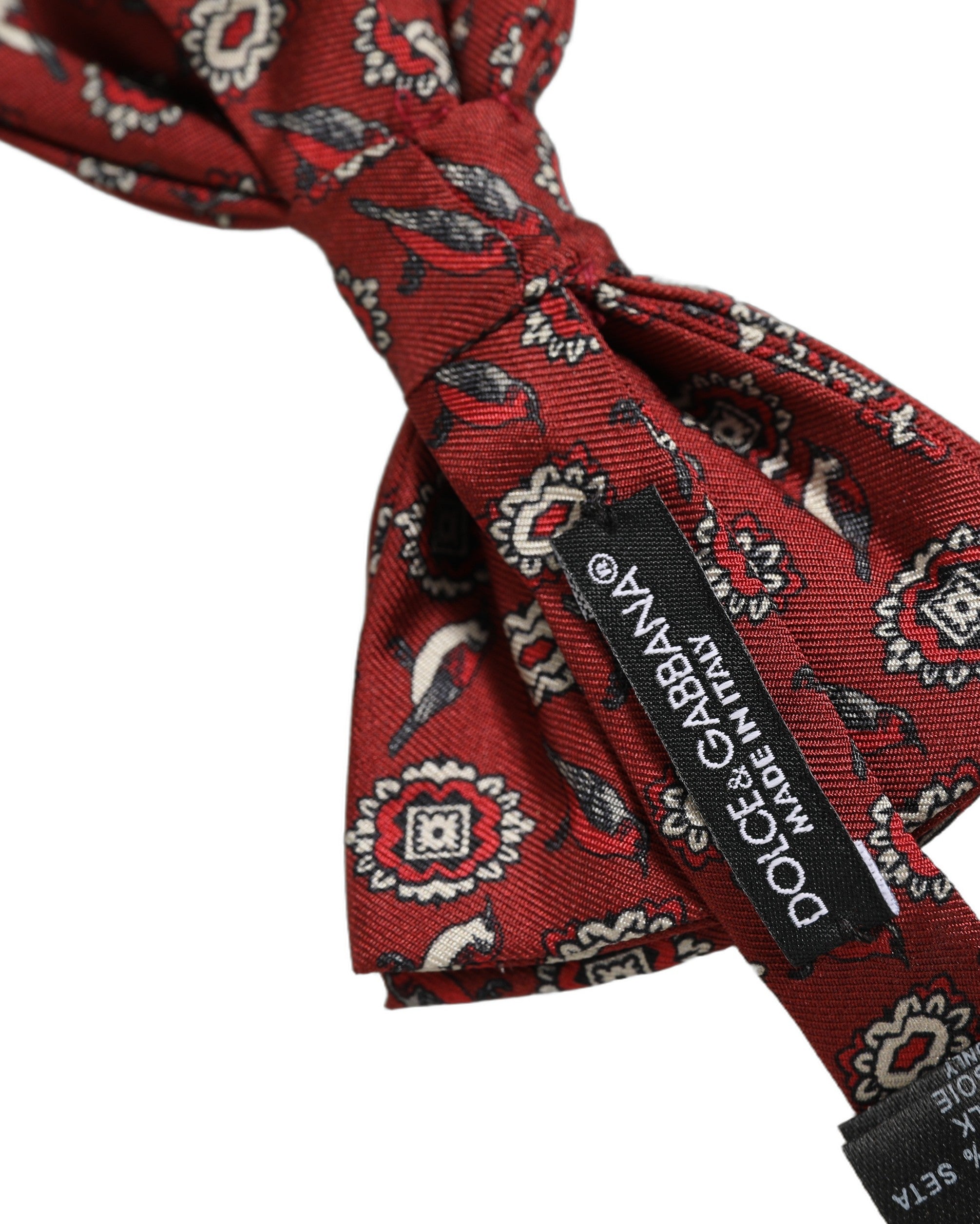 Dolce & Gabbana Men Bordeaux Floral Adjustable Neck Papillon Bow Tie Dolce & Gabbana