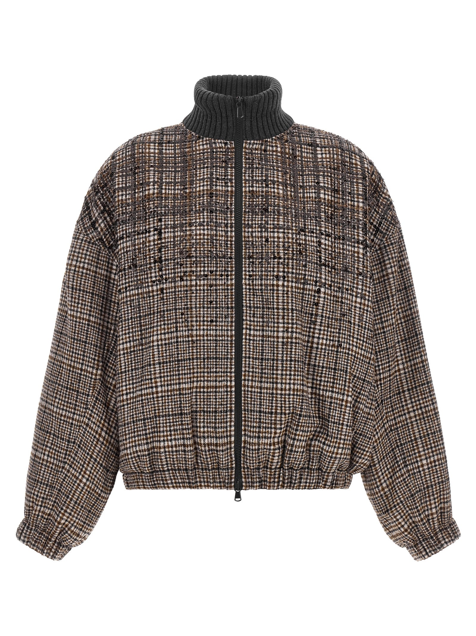 Brunello Cucinelli Brown Alpaca Leather Bomber Brunello Cucinelli