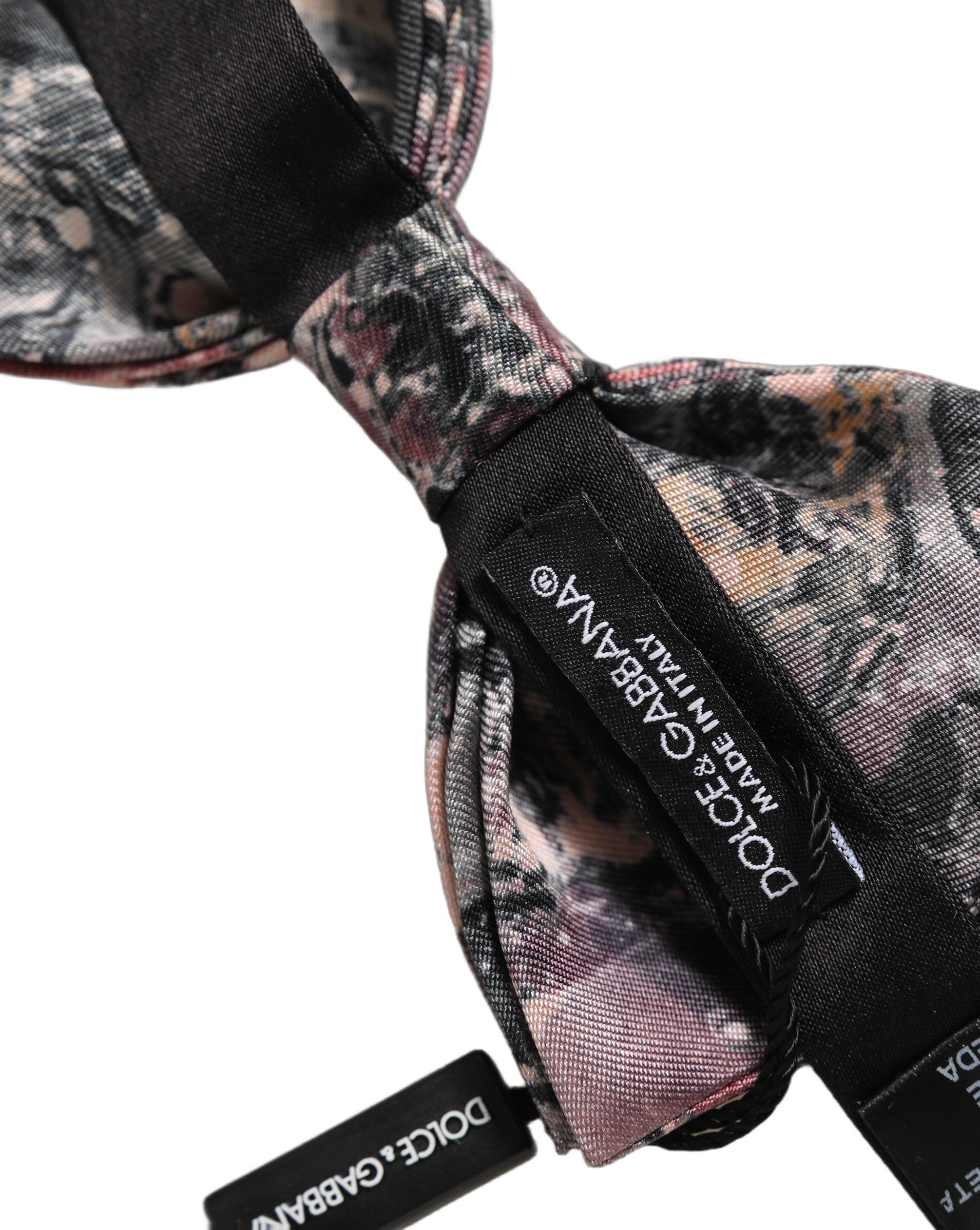 Dolce & Gabbana Multicolor Marble Silk Adjustable Neck Papillon Bow Tie Dolce & Gabbana
