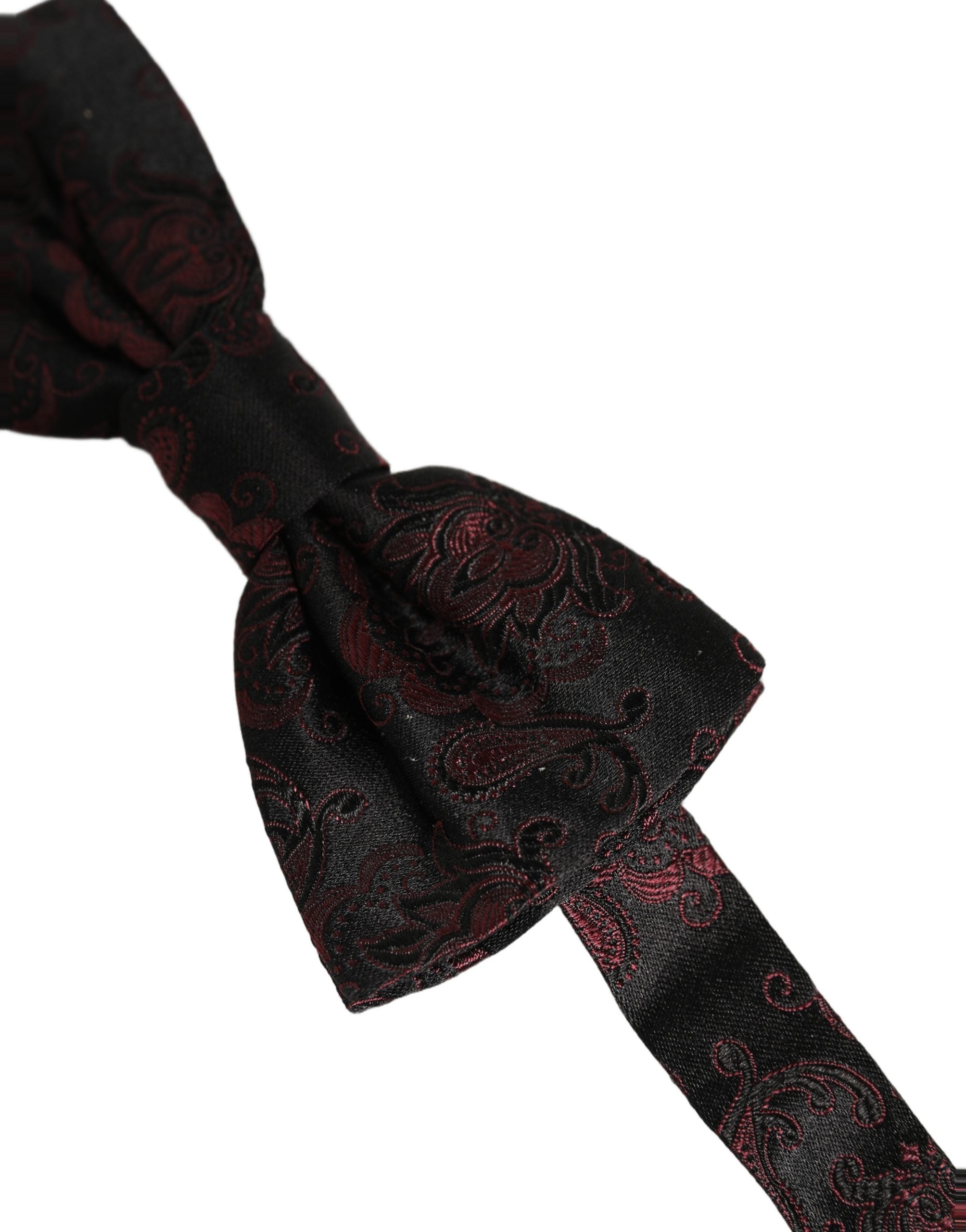 Dolce & Gabbana Burgundy Paisley Silk Adjustable Neck Papillon Bow Tie Dolce & Gabbana