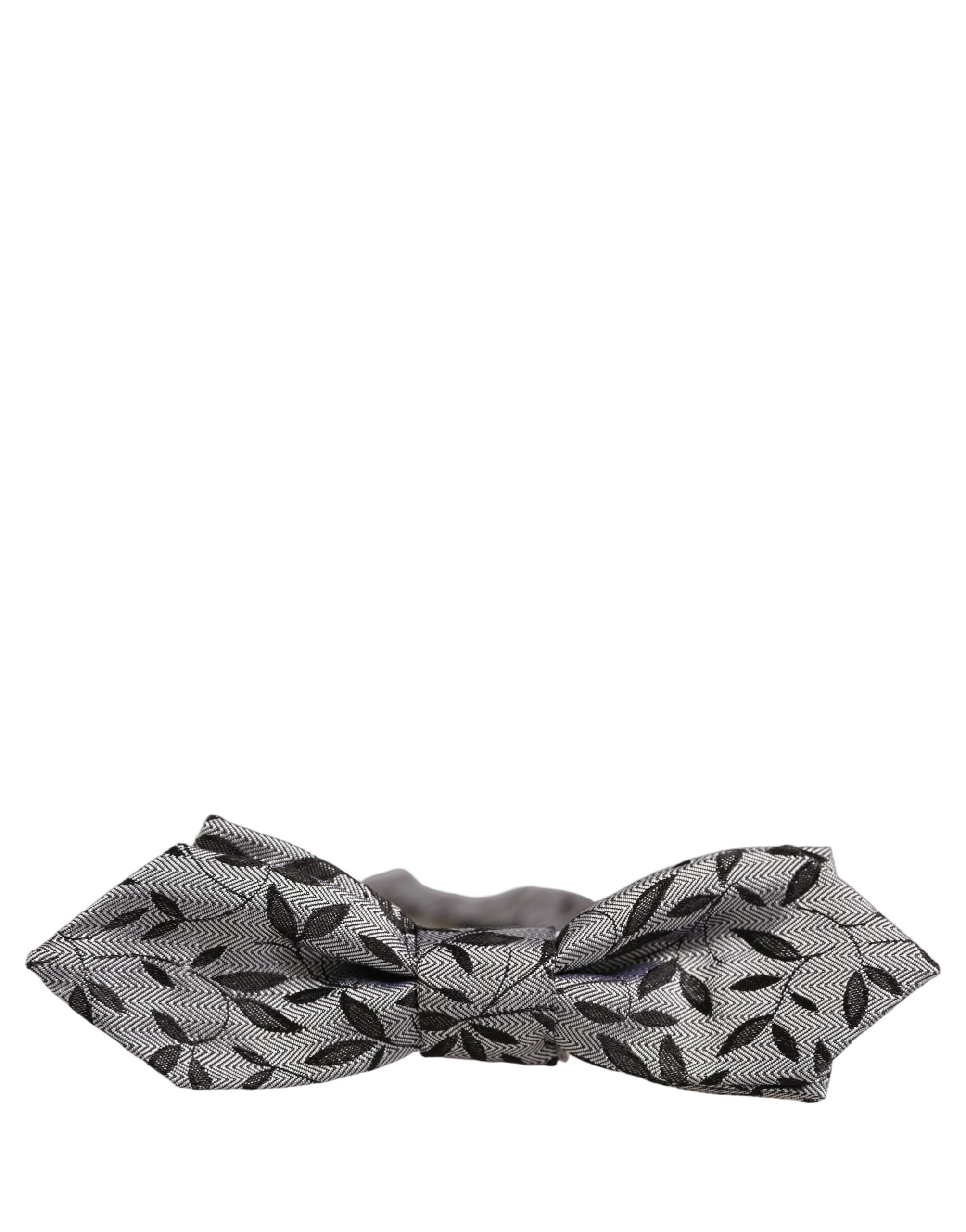 Dolce & Gabbana Men Gray Abstract Silk Adjustable Neck Papillon Bow Tie Dolce & Gabbana