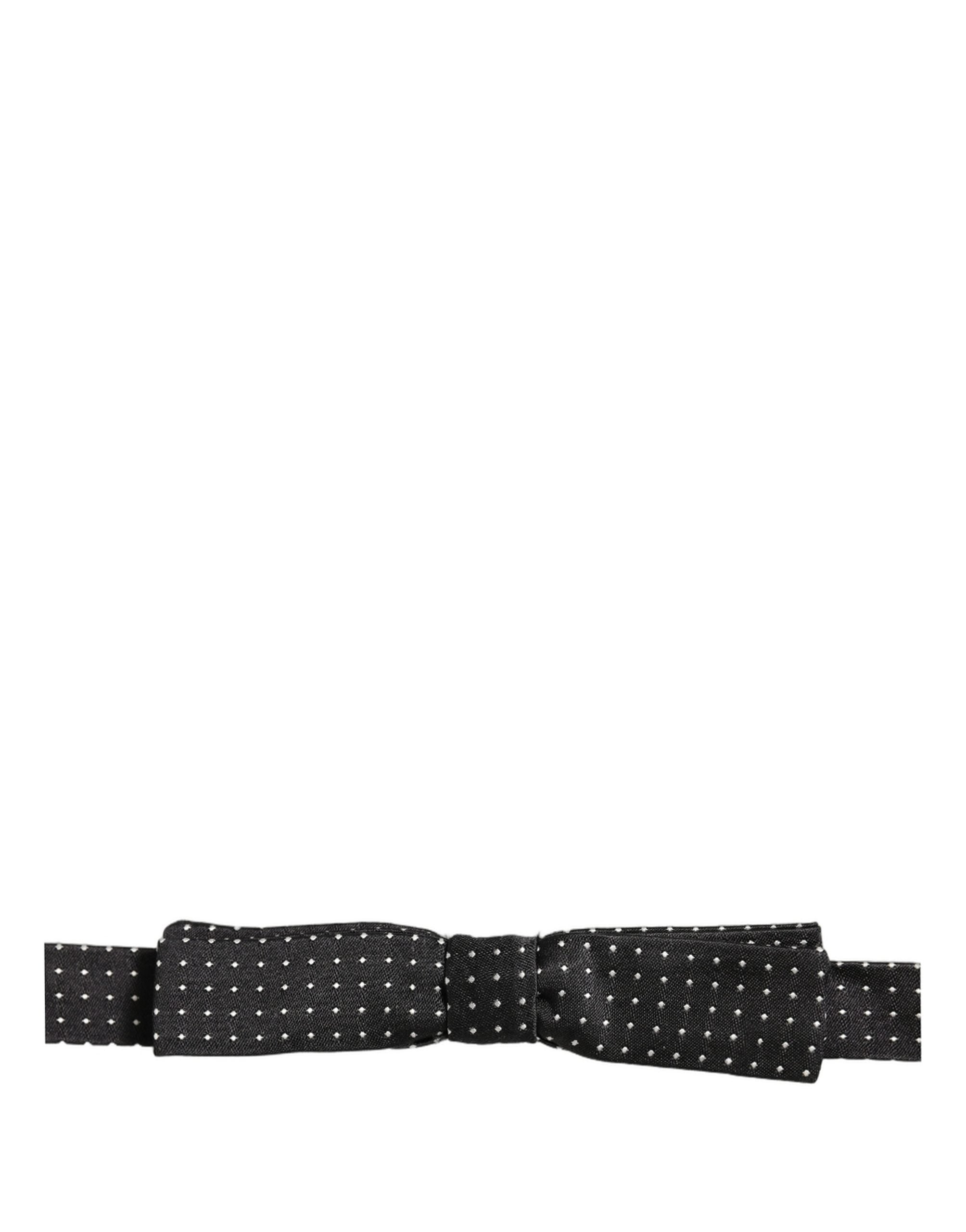 Dolce & Gabbana Black White Polka Dot Adjustable Neck Papillon Bow Tie Dolce & Gabbana