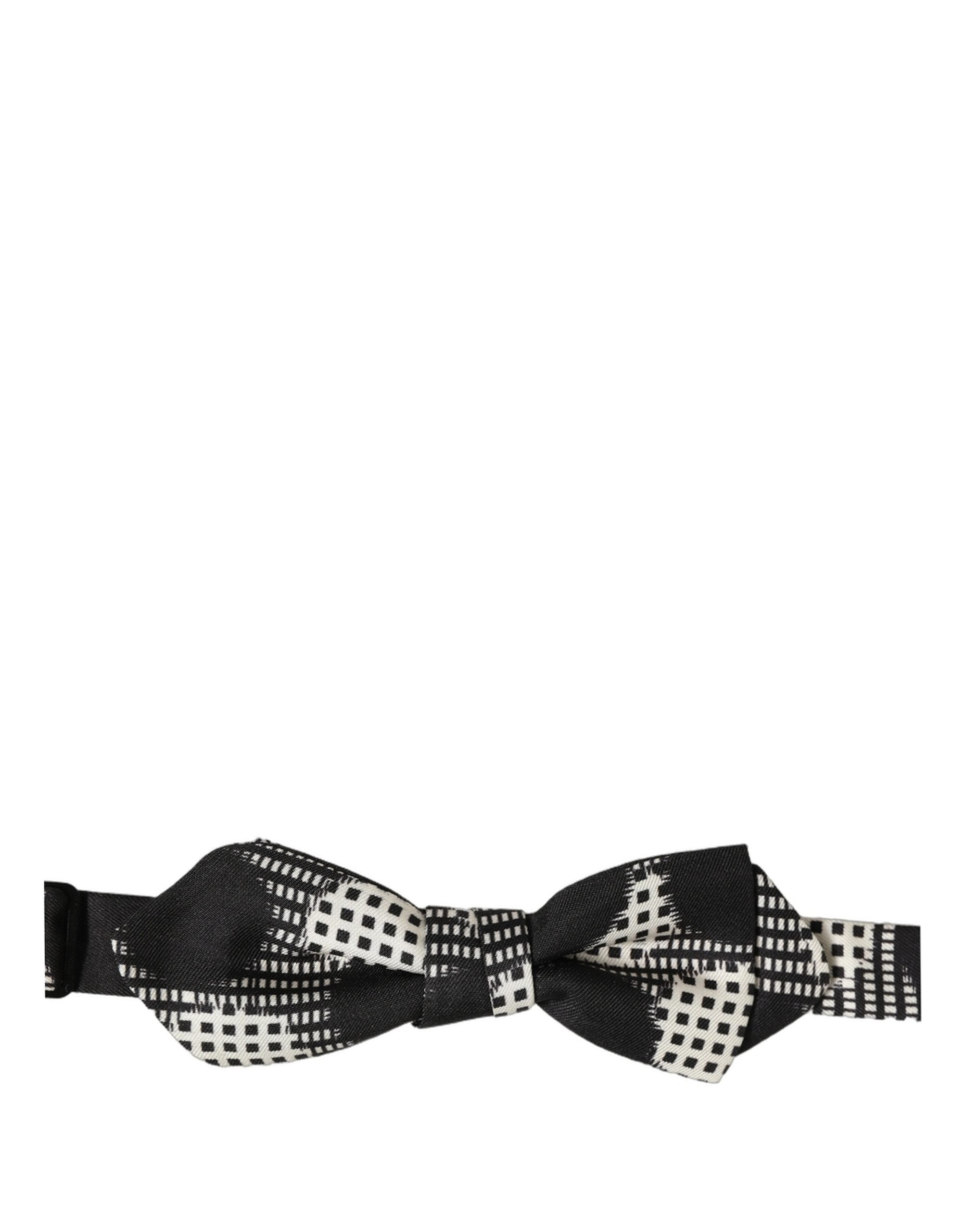 Dolce & Gabbana Black White Checkered Adjustable Neck Papillon Bow Tie Dolce & Gabbana