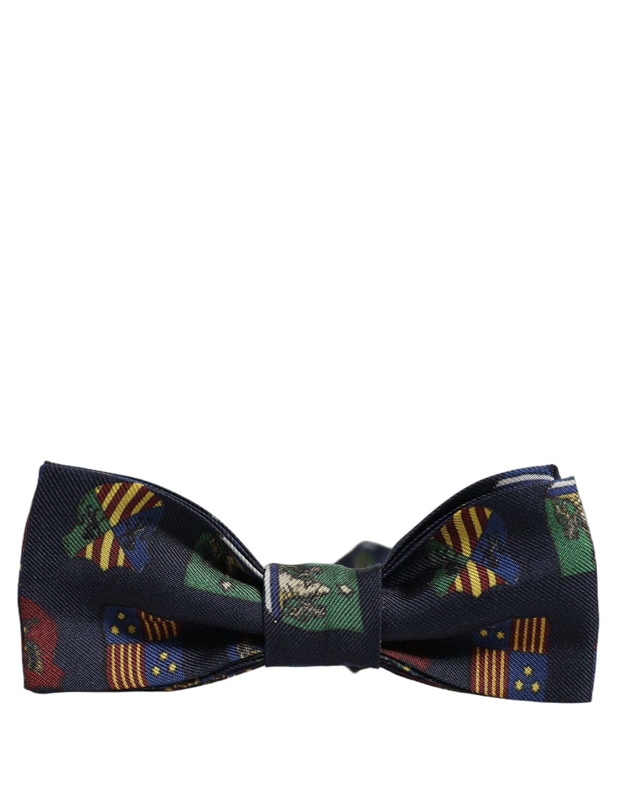 Dolce & Gabbana Men Blue Flags 100% Silk Adjustable Neck Papillon Bow Tie Dolce & Gabbana