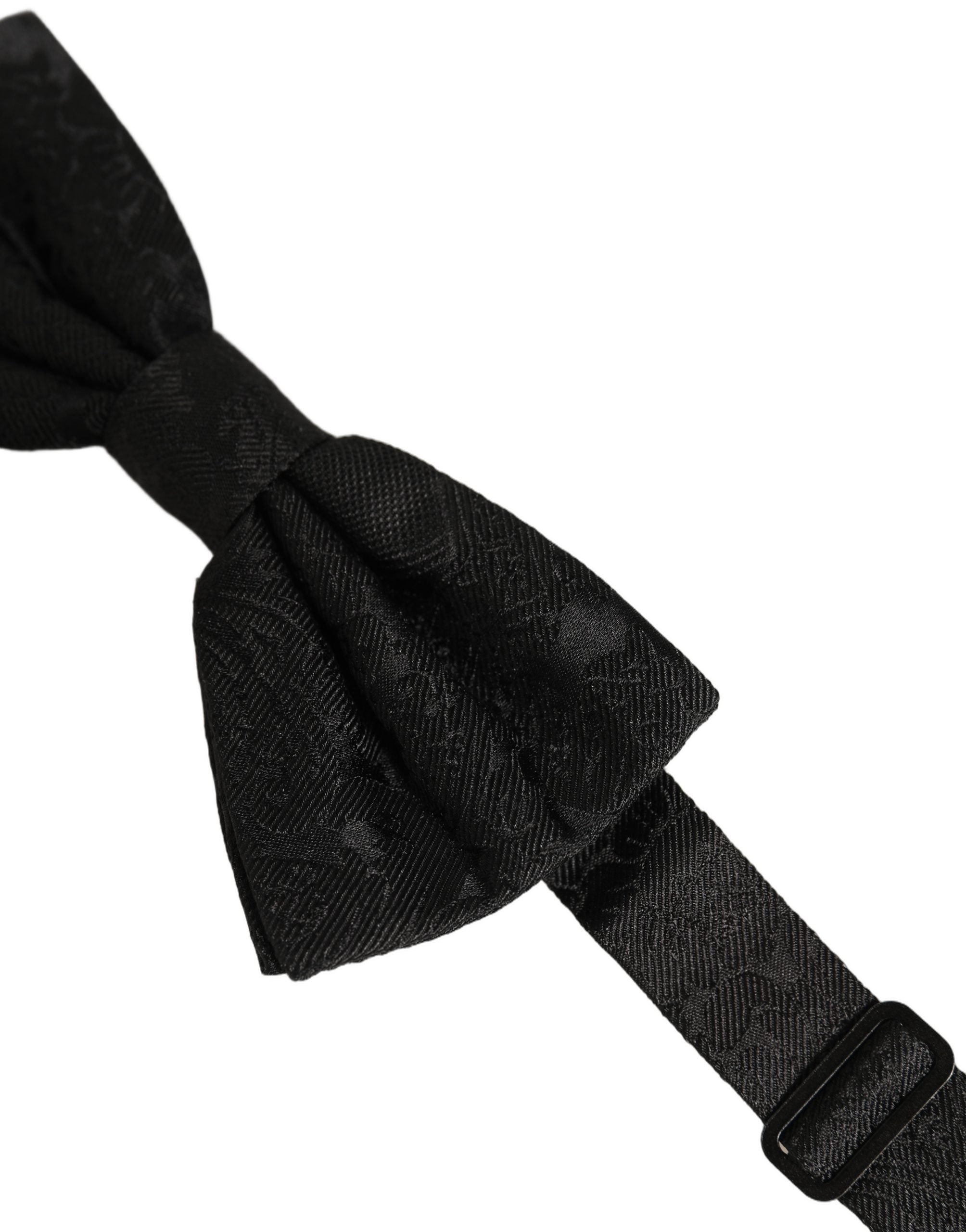 Dolce & Gabbana Men Black Paisley Silk Adjustable Neck Papillon Bow Tie Dolce & Gabbana