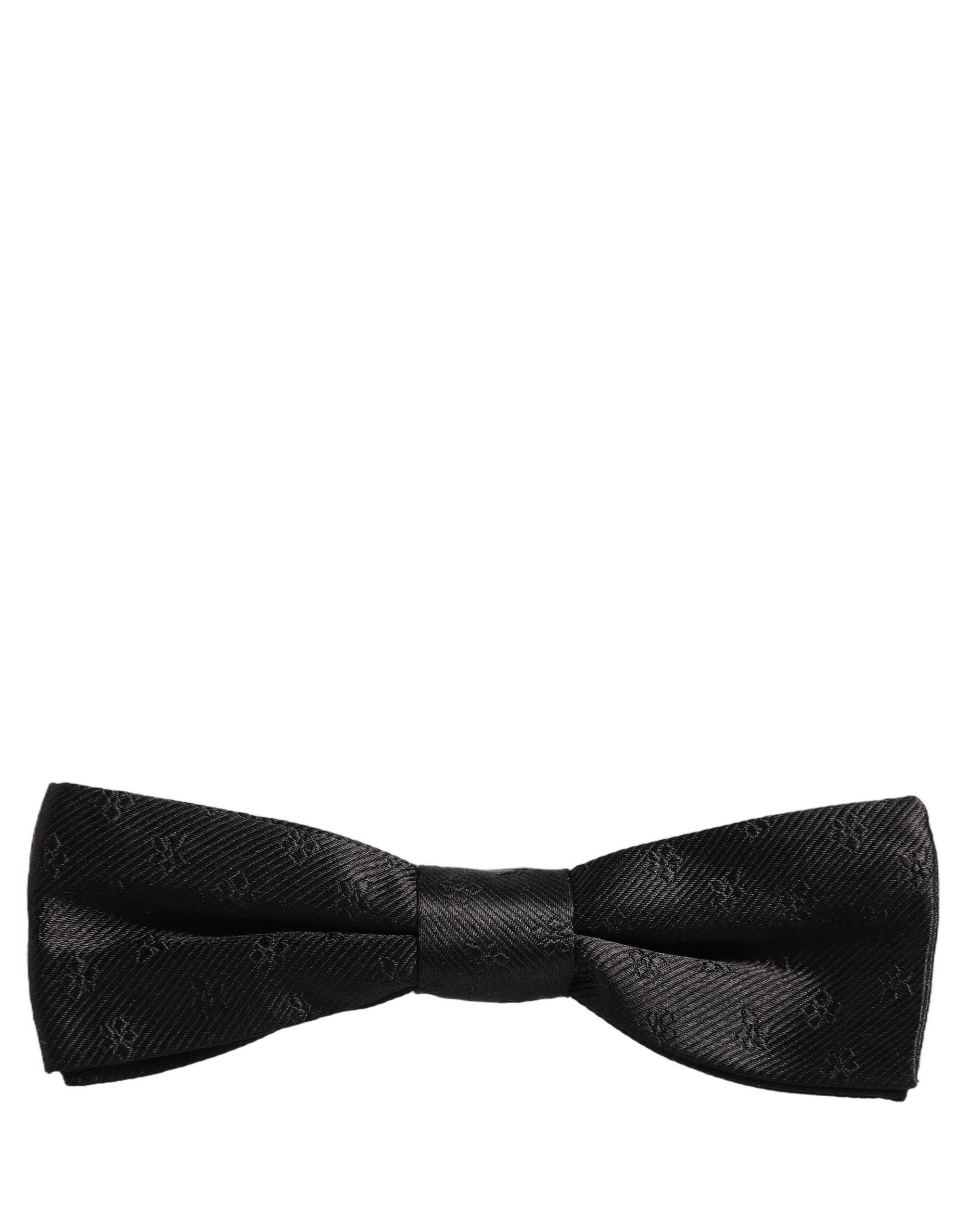 Dolce & Gabbana Men Black Floral Silk Adjustable Neck Papillon Bow Tie Dolce & Gabbana