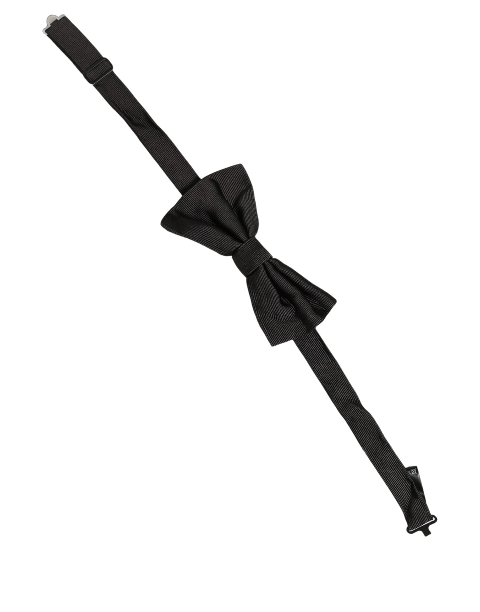 Dolce & Gabbana Men Black 100% Silk Adjustable Neck Papillon Bow Tie Dolce & Gabbana