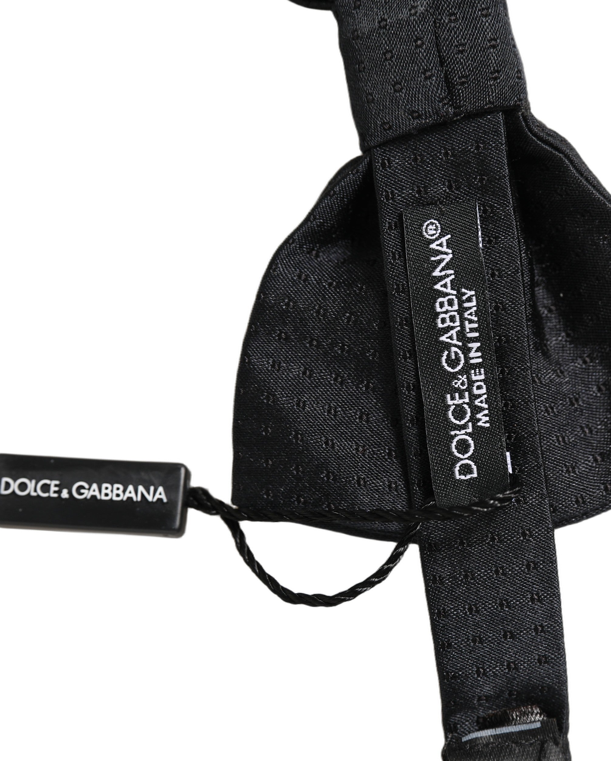 Dolce & Gabbana Men Black 100% Silk Adjustable Neck Papillon Bow Tie Dolce & Gabbana