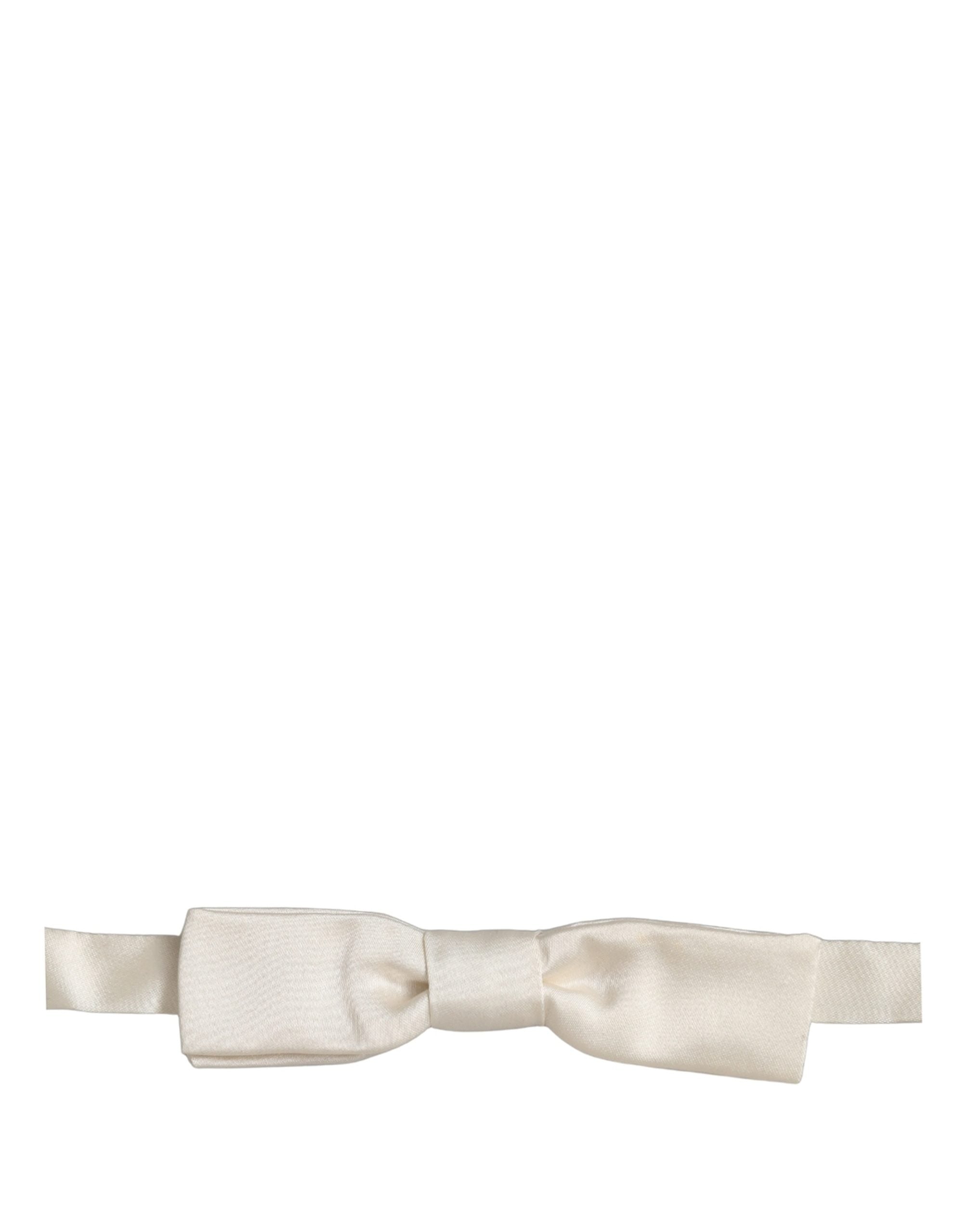 Dolce & Gabbana Men White 100% Silk Adjustable Neck Papillon Bow Tie Dolce & Gabbana