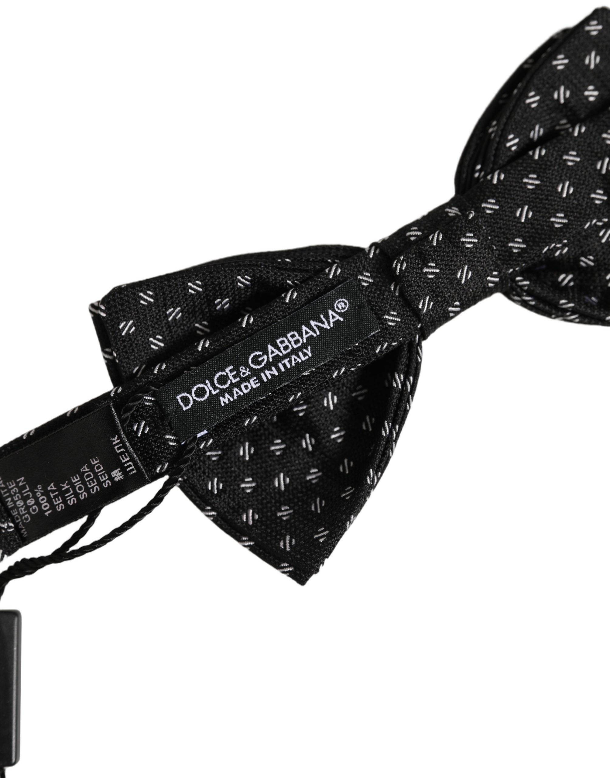 Dolce & Gabbana Men Black Patterned Adjustable Neck Papillon Bow Tie Dolce & Gabbana