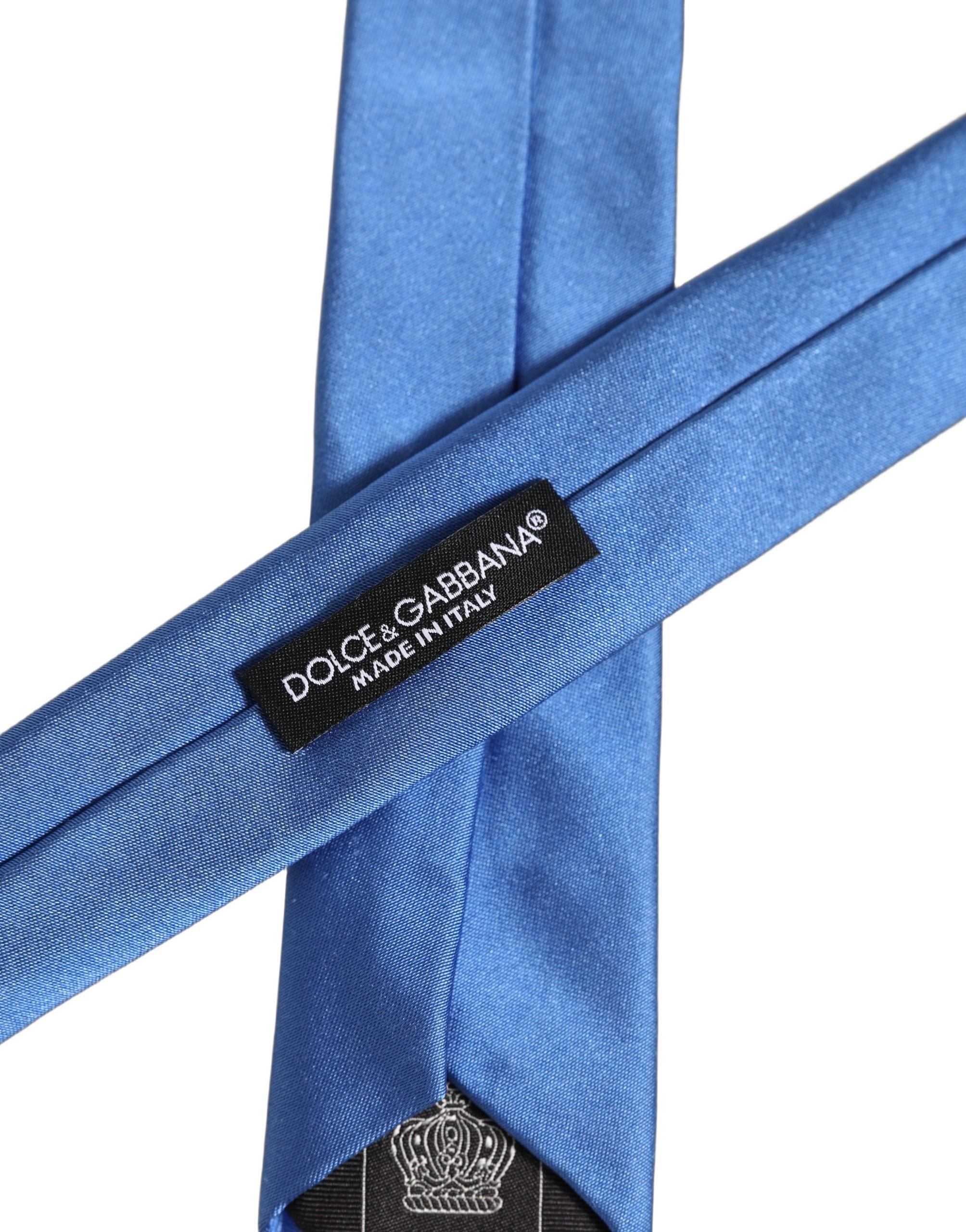 Dolce & Gabbana Men Blue 100% Silk Satin Adjustable Tied Necktie Tie Dolce & Gabbana