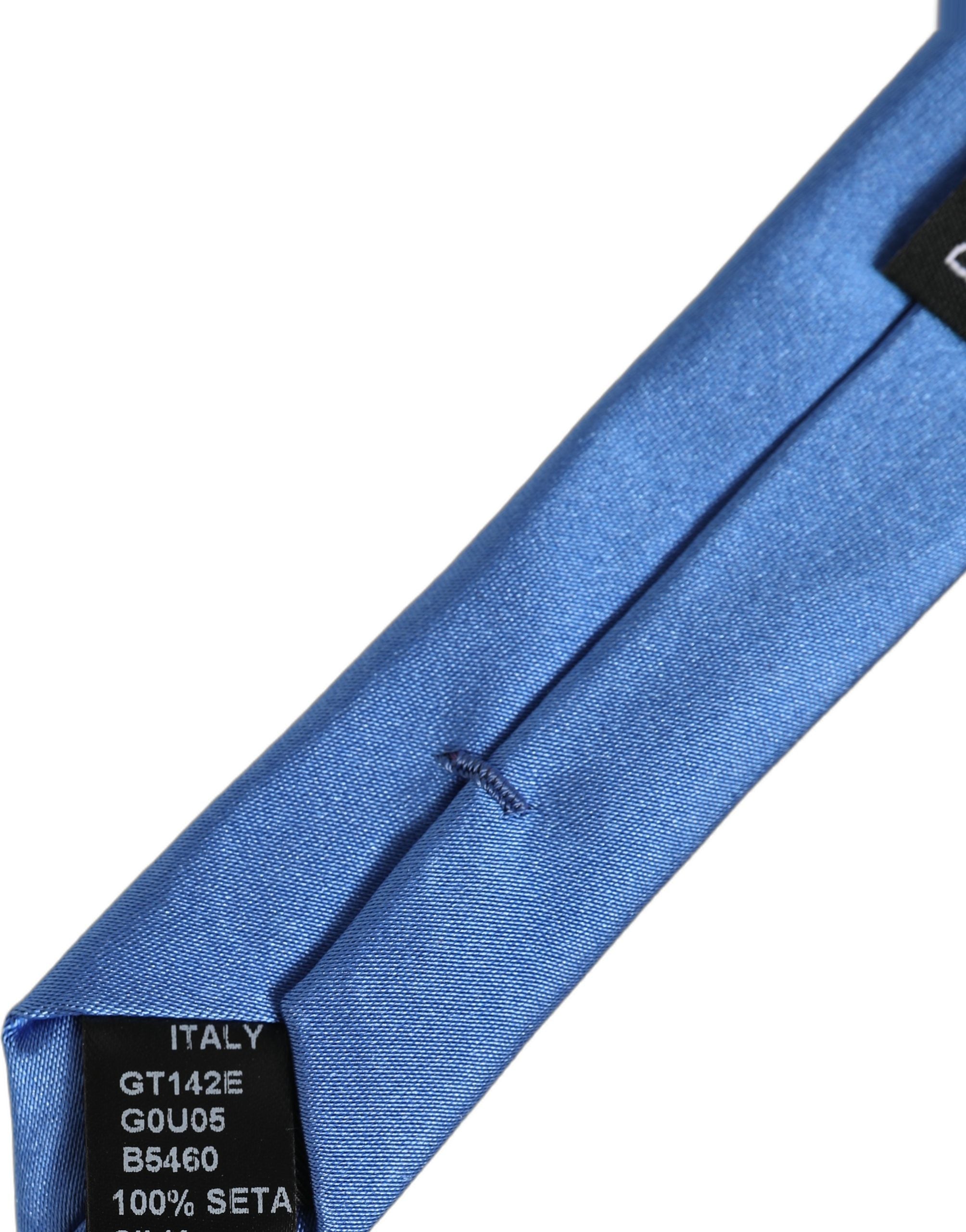 Dolce & Gabbana Men Blue 100% Silk Satin Adjustable Tied Necktie Tie Dolce & Gabbana