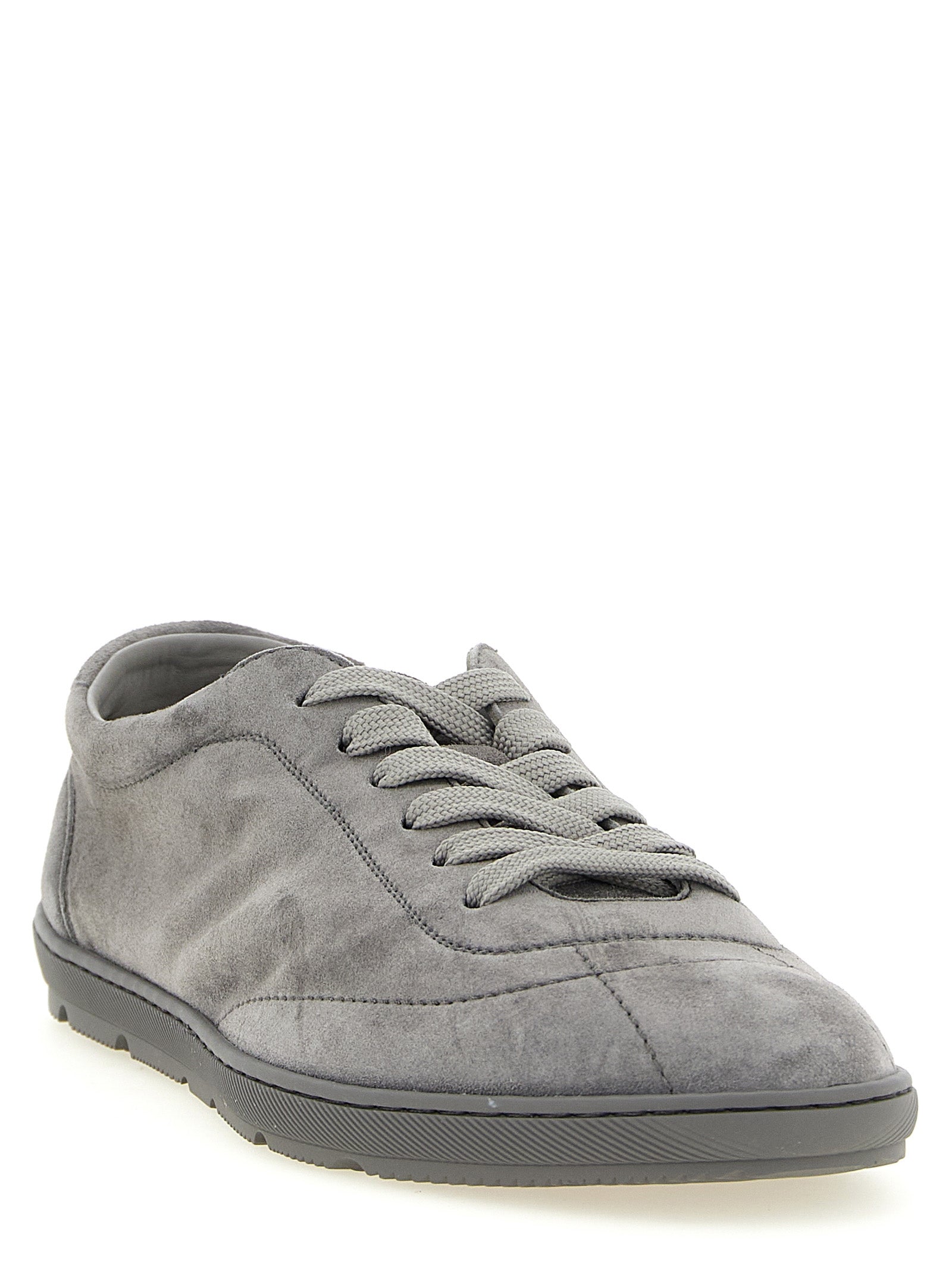 Brunello Cucinelli Gray Calfskin Low Top Sneakers Brunello Cucinelli