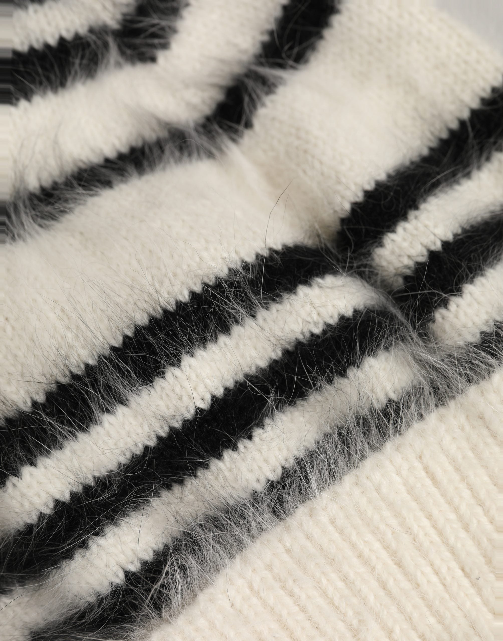 Dolce & Gabbana Black White Striped Angora Knitted Beanie One Size Hat Dolce & Gabbana