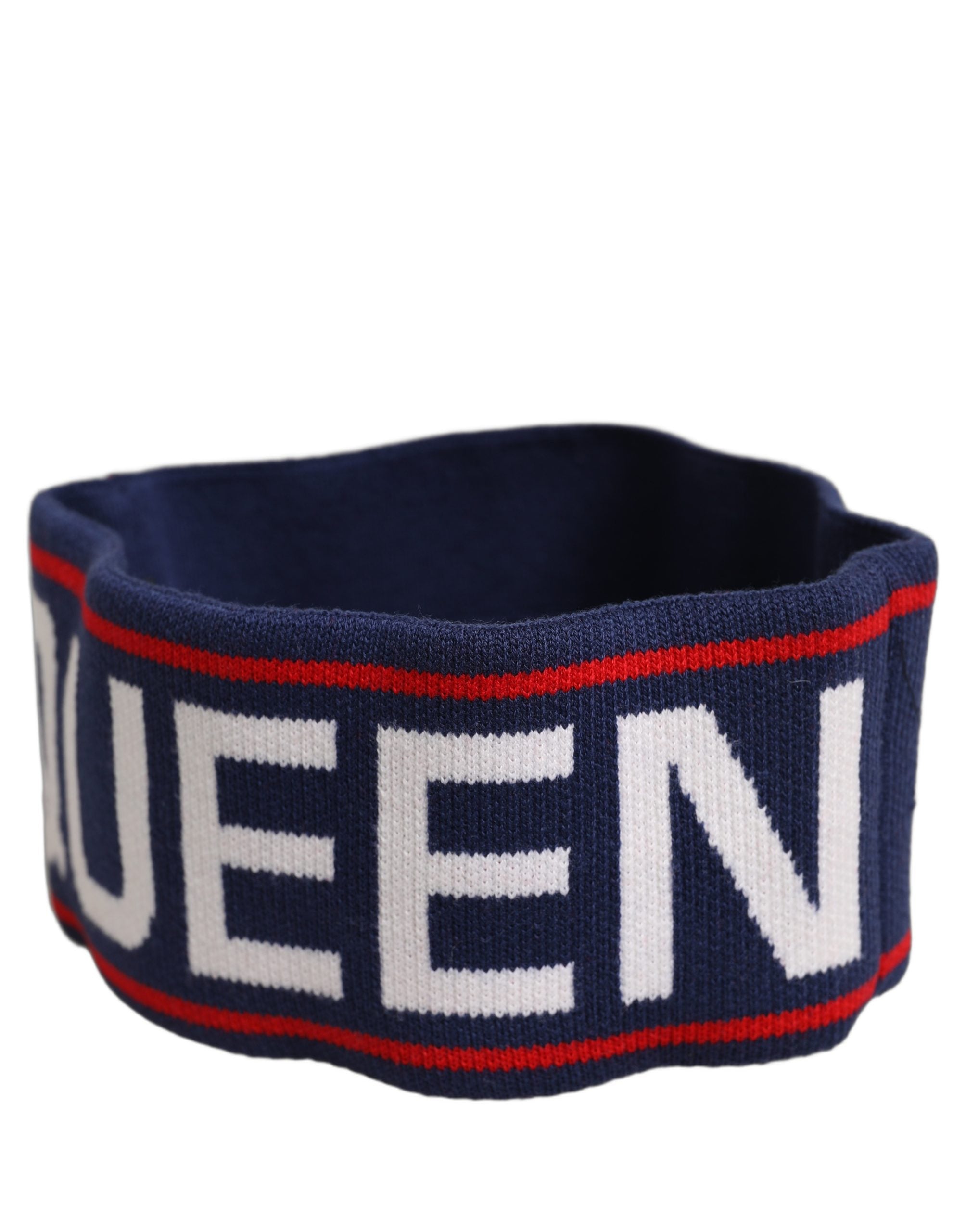 Dolce & Gabbana Navy Blue Wool Knitted D&G Queen Head Band One Size Hat Dolce & Gabbana