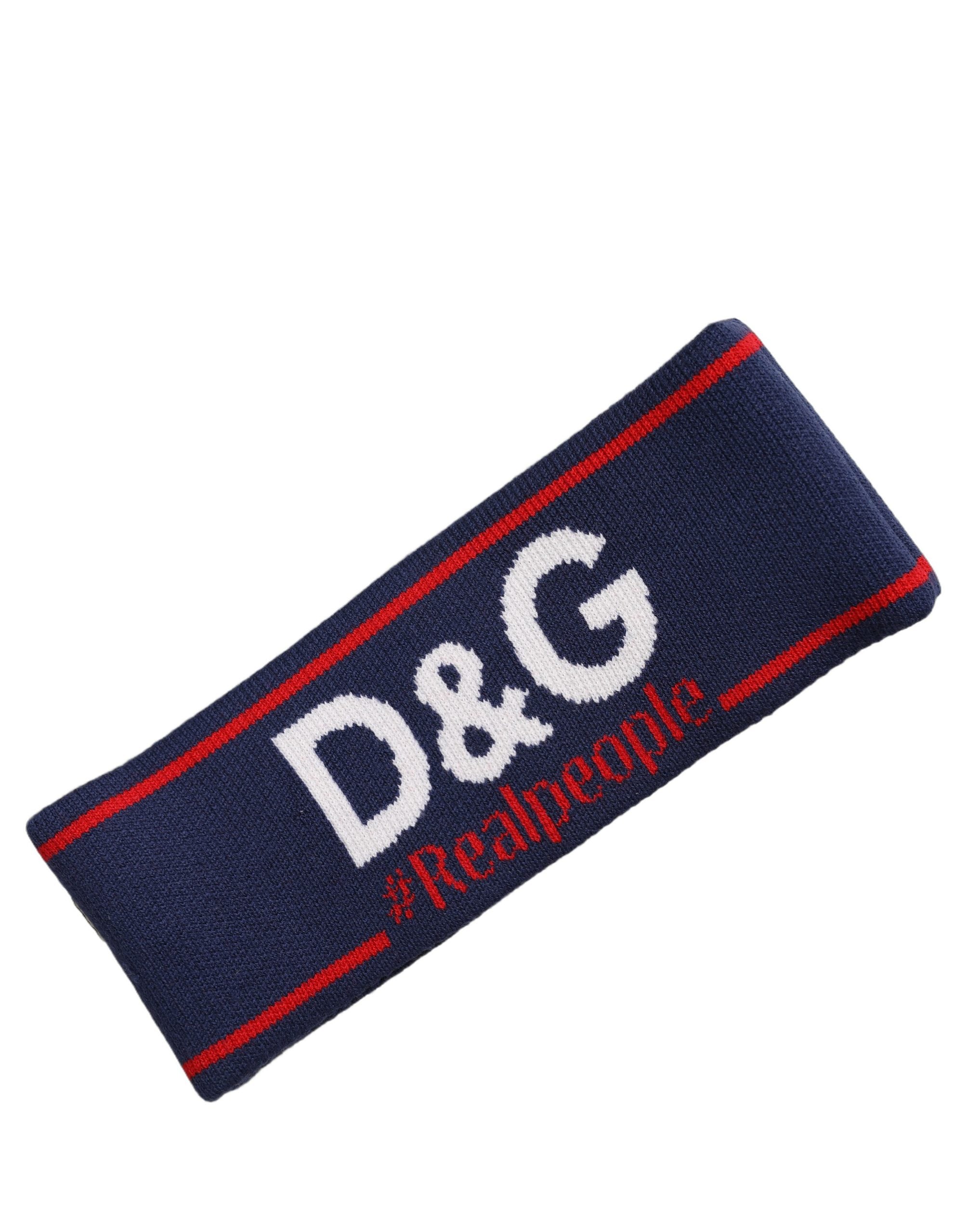 Dolce & Gabbana Navy Blue Wool Knitted D&G Queen Head Band One Size Hat Dolce & Gabbana