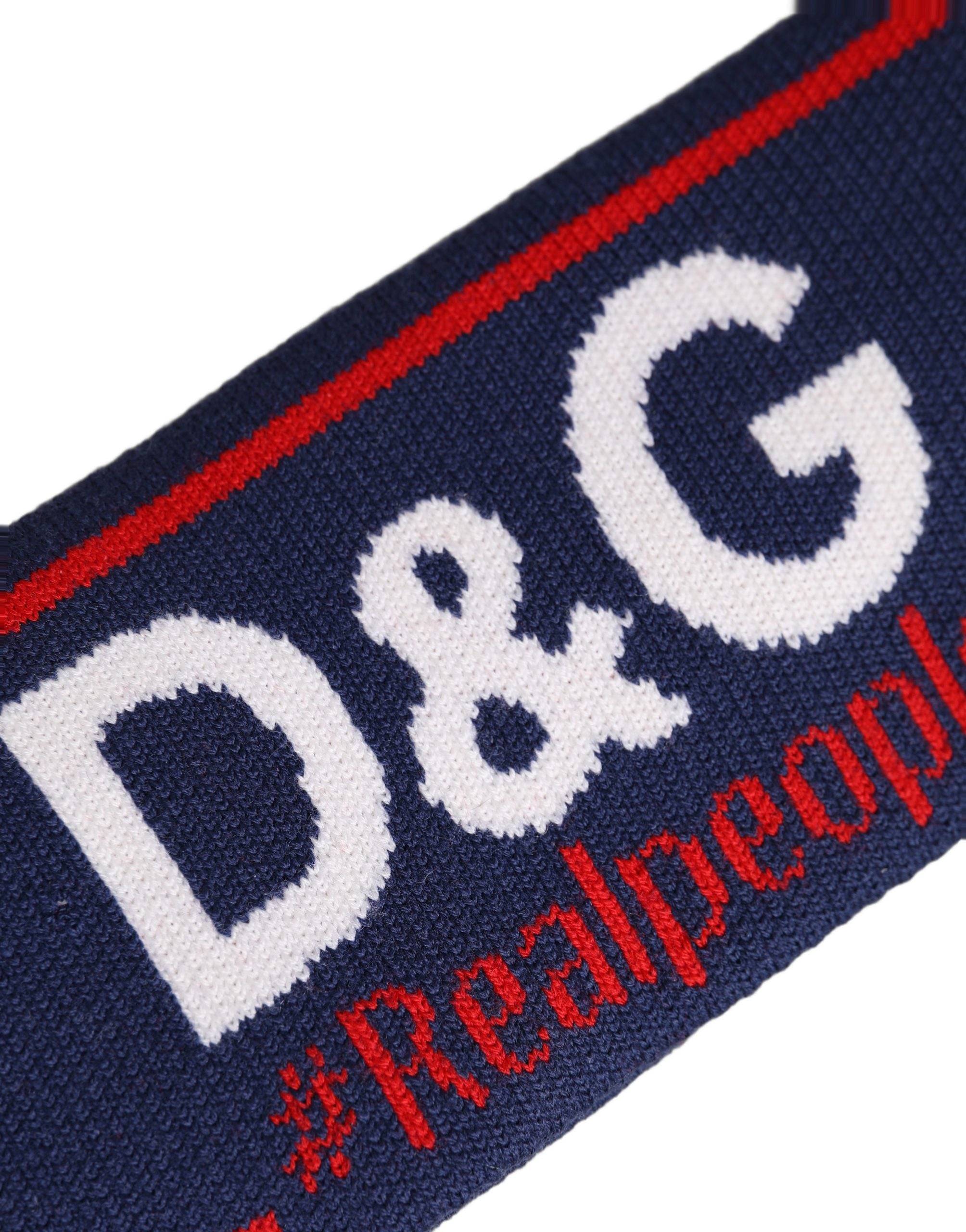 Dolce & Gabbana Navy Blue Wool Knitted D&G Queen Head Band One Size Hat Dolce & Gabbana