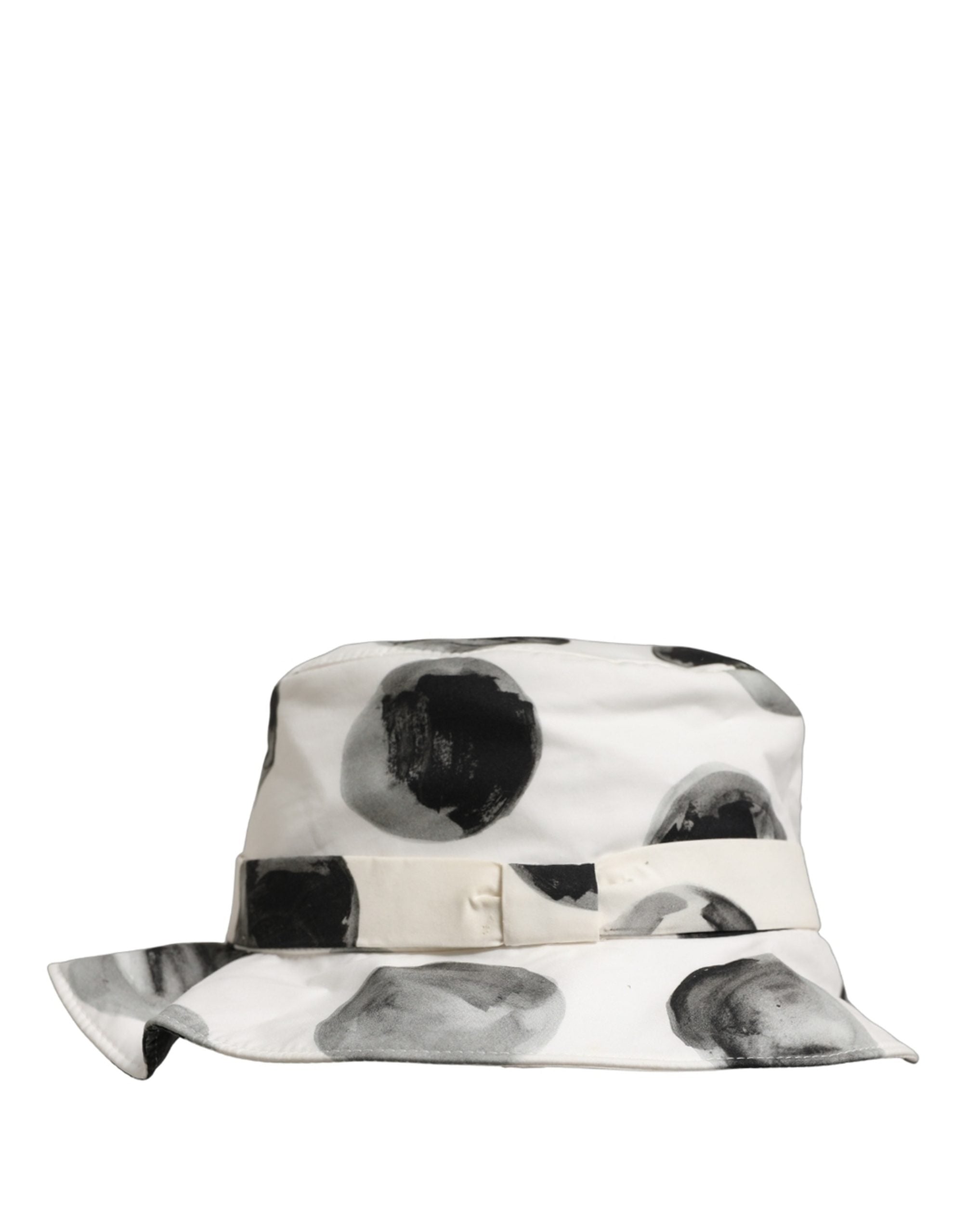 Dolce & Gabbana White Cotton Big Polka Dot Pattern Bucket Hat Dolce & Gabbana