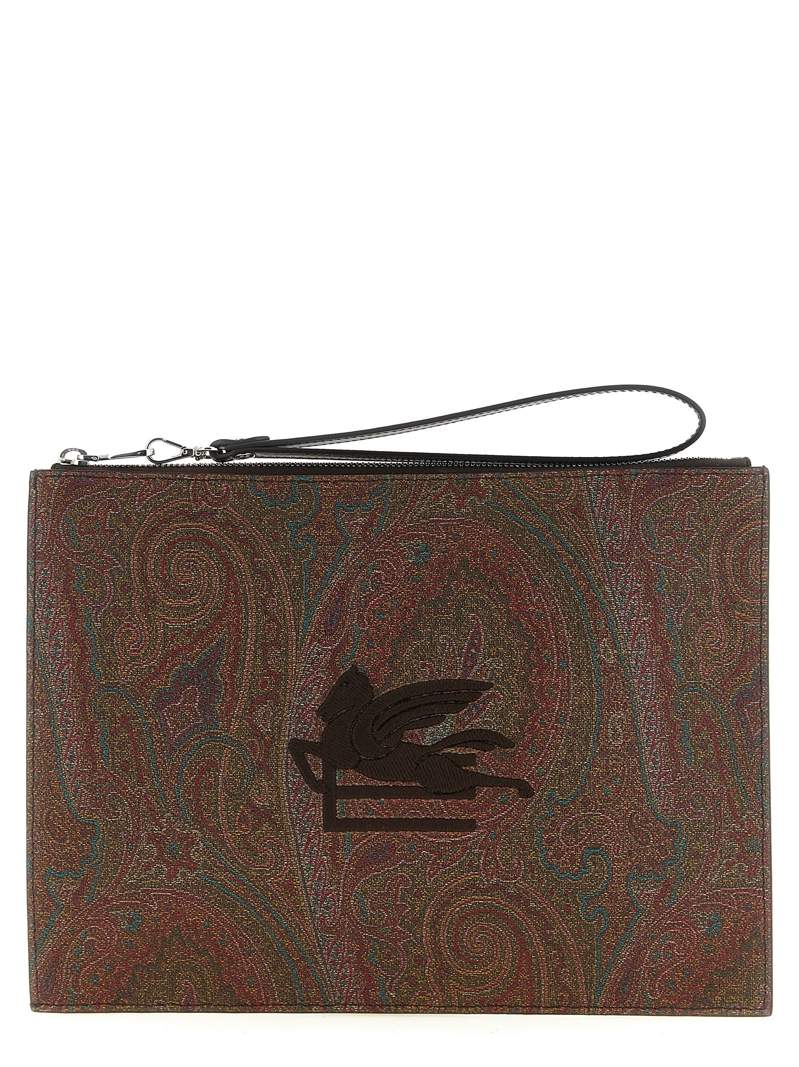 Etro Brown Cotton Clutch Bag Etro