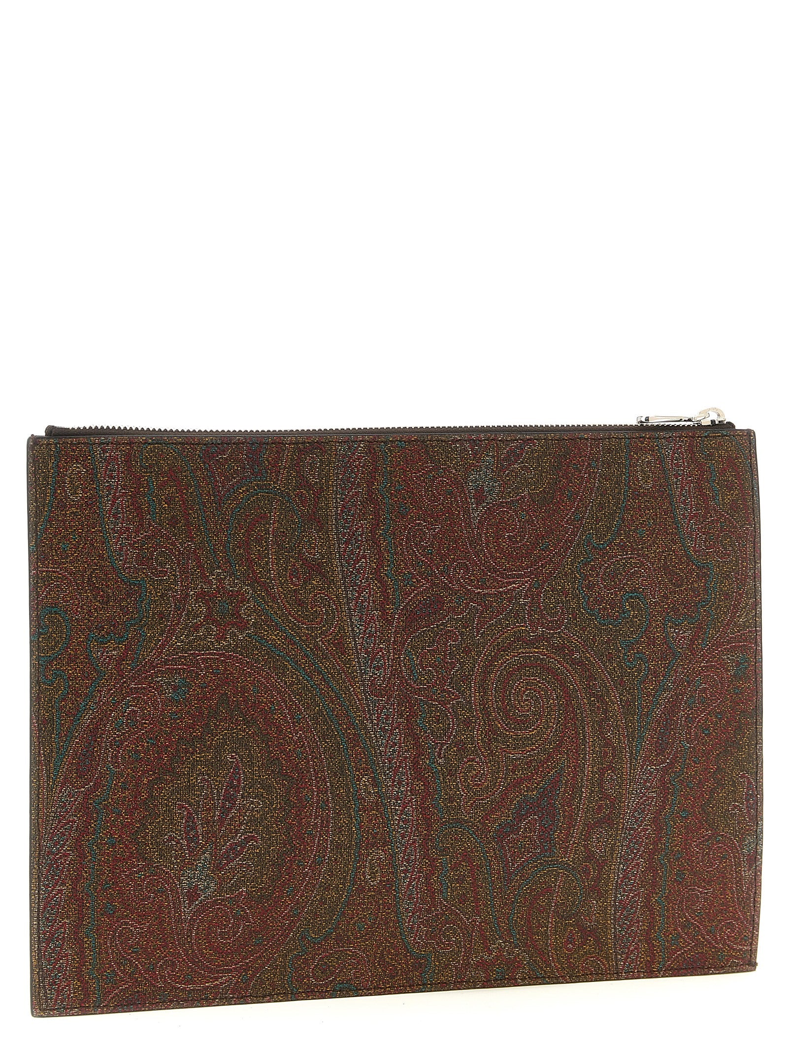 Etro Brown Cotton Clutch Bag Etro