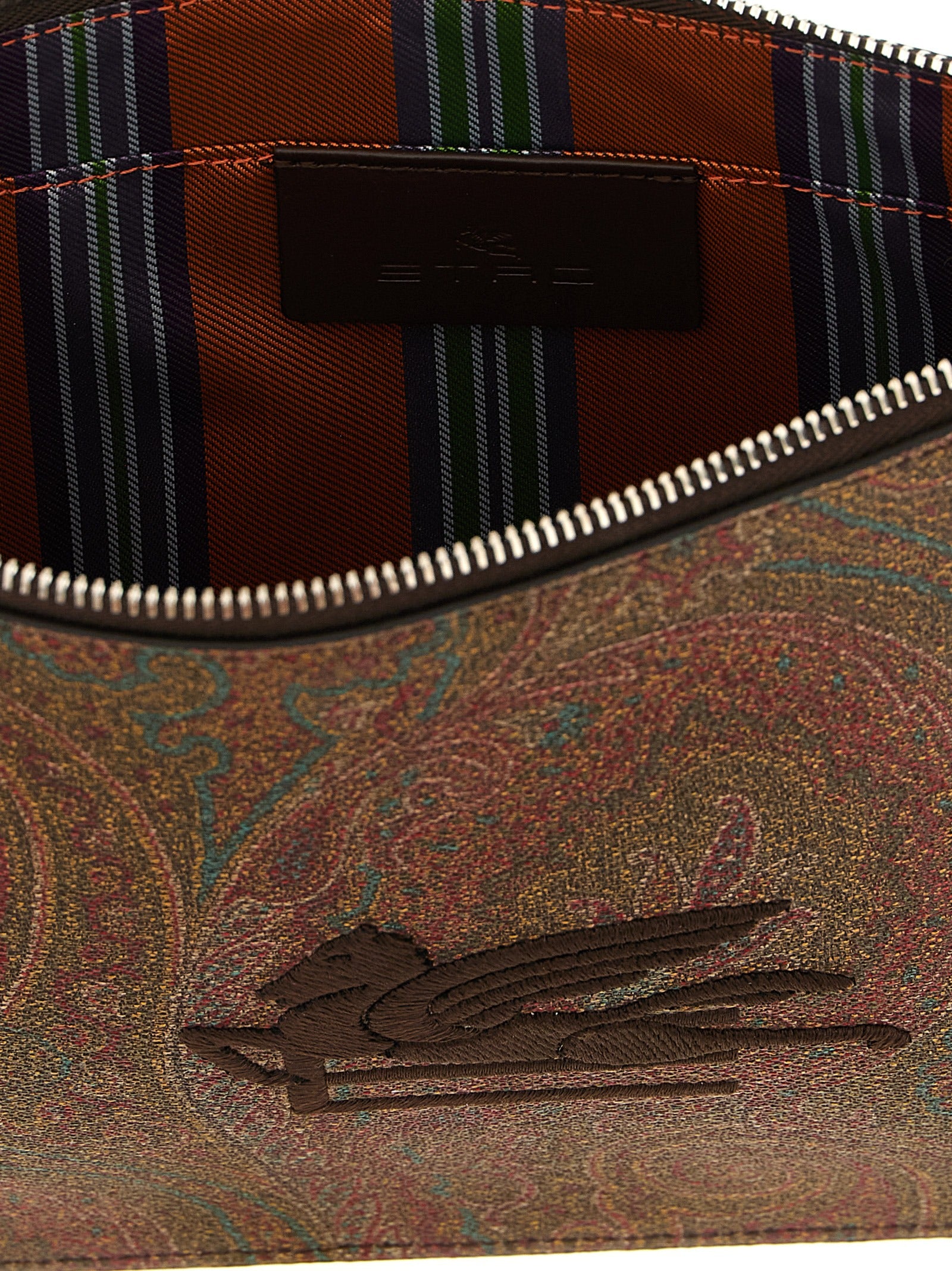 Etro Brown Cotton Clutch Bag Etro