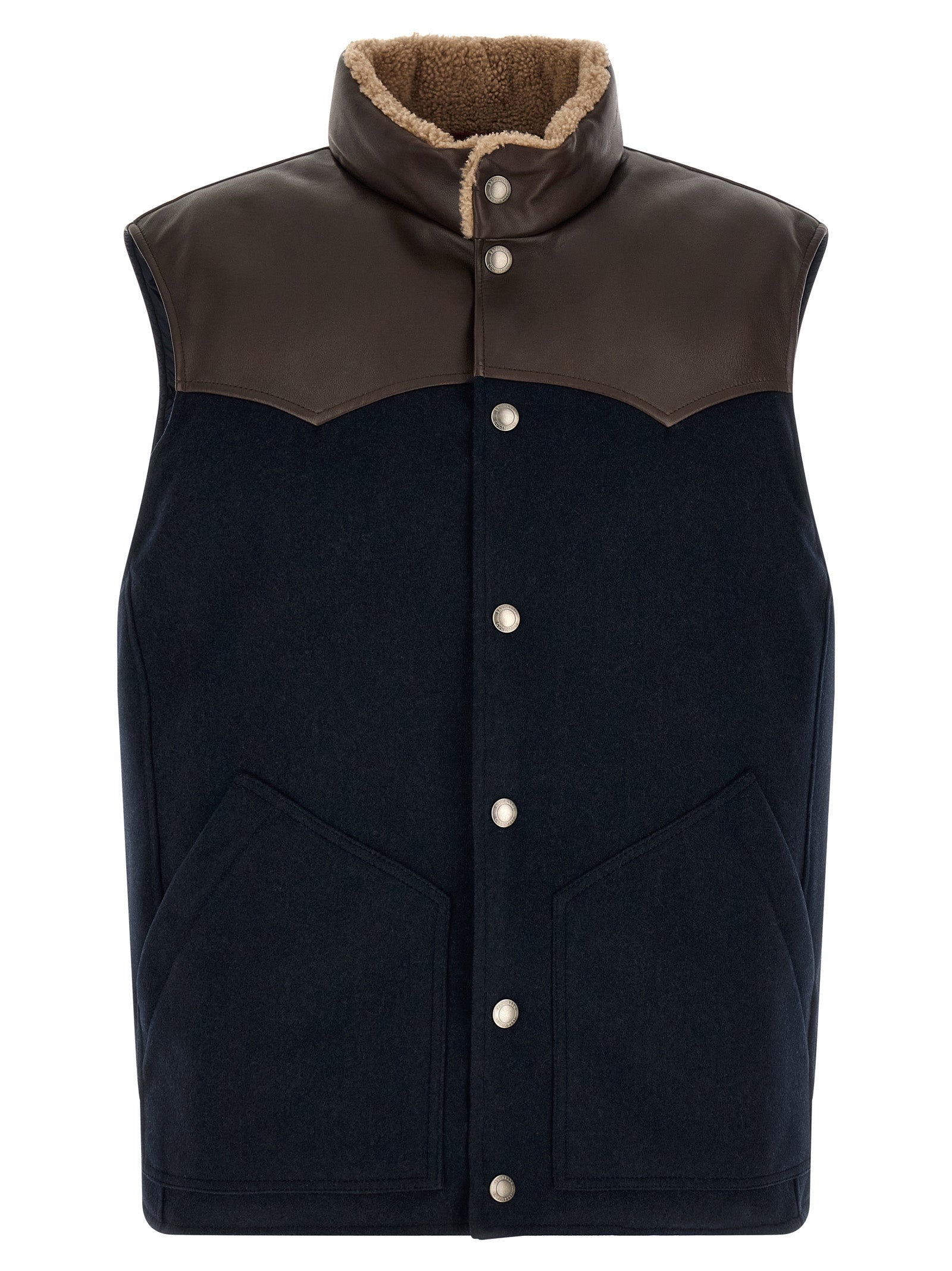 Brunello Cucinelli Blue Wool Sleeveless Jacket Brunello Cucinelli