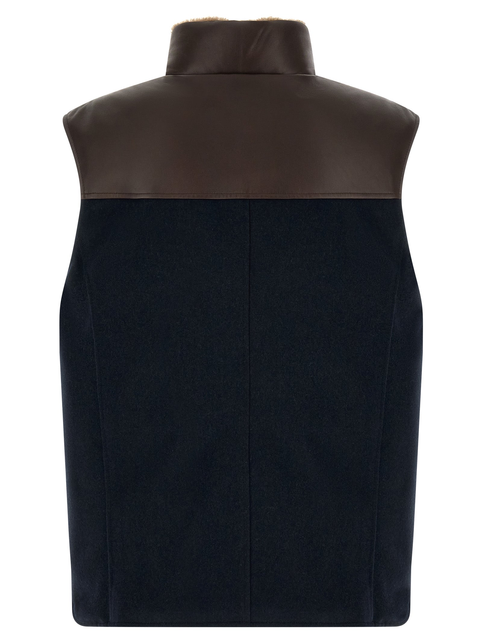 Brunello Cucinelli Blue Wool Sleeveless Jacket Brunello Cucinelli