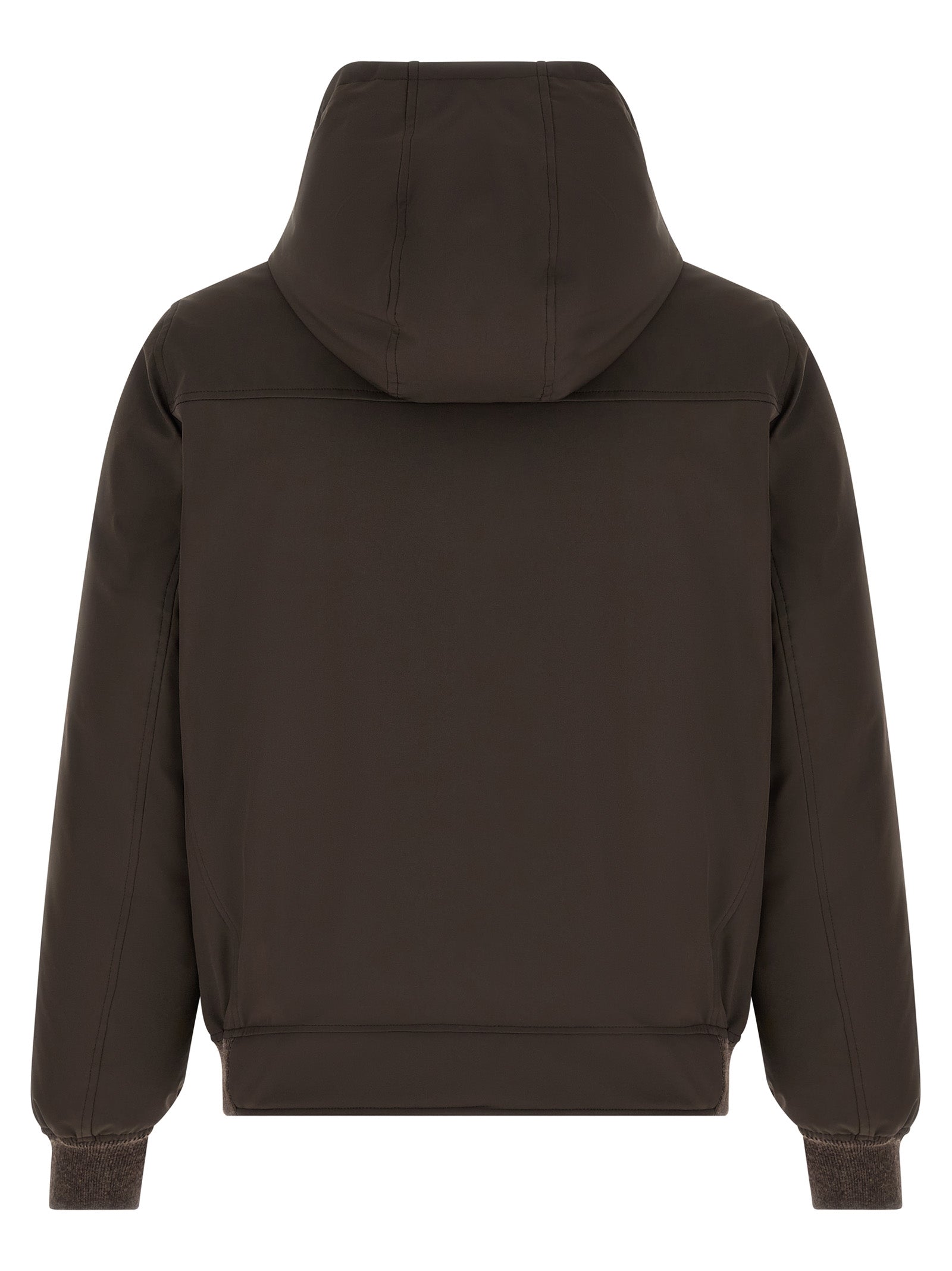 Brunello Cucinelli Brown Polyamide Full-Length Jacket Brunello Cucinelli