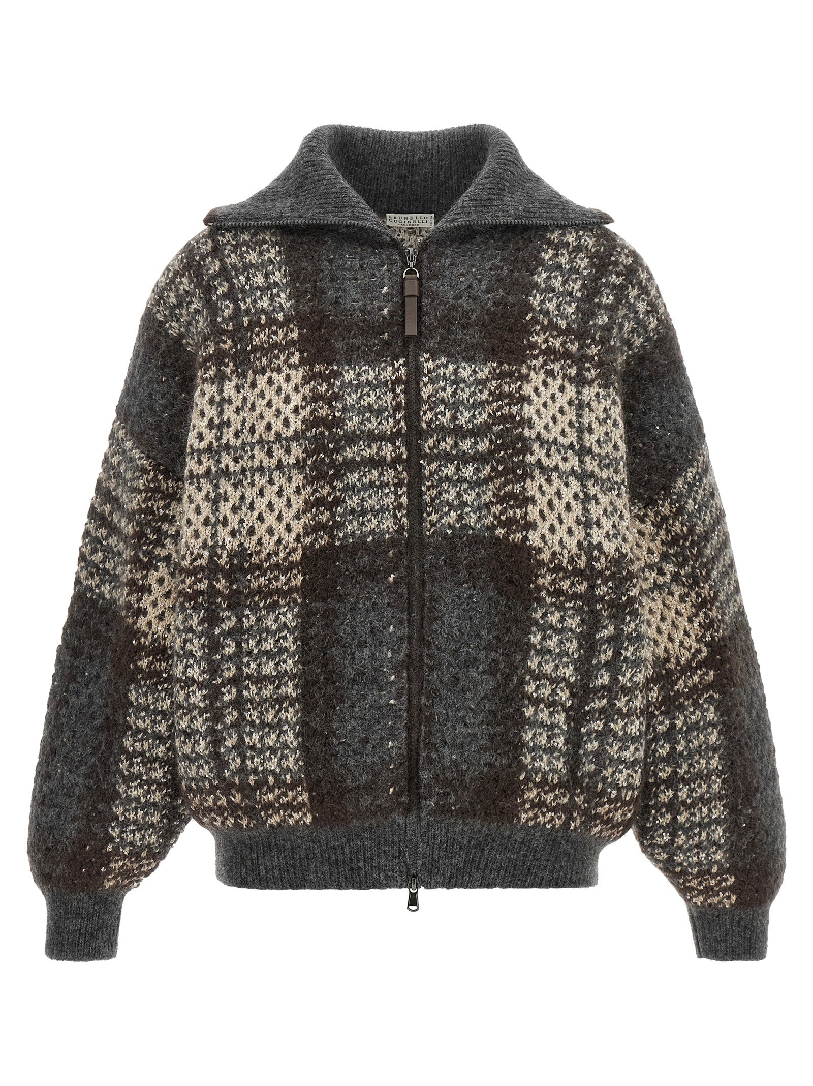 Brunello Cucinelli Gray Fabric Cardigan Brunello Cucinelli