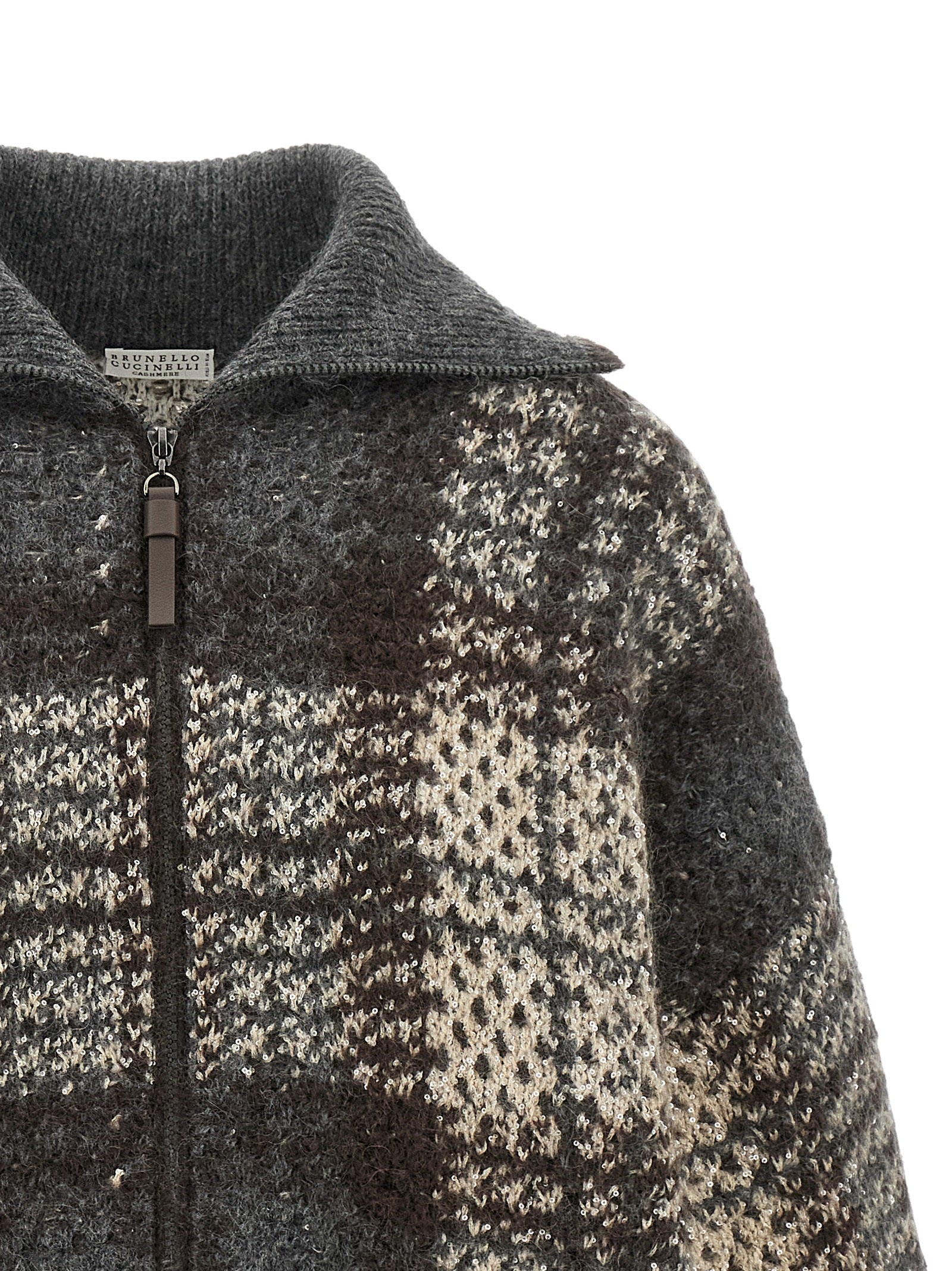 Brunello Cucinelli Gray Fabric Cardigan Brunello Cucinelli