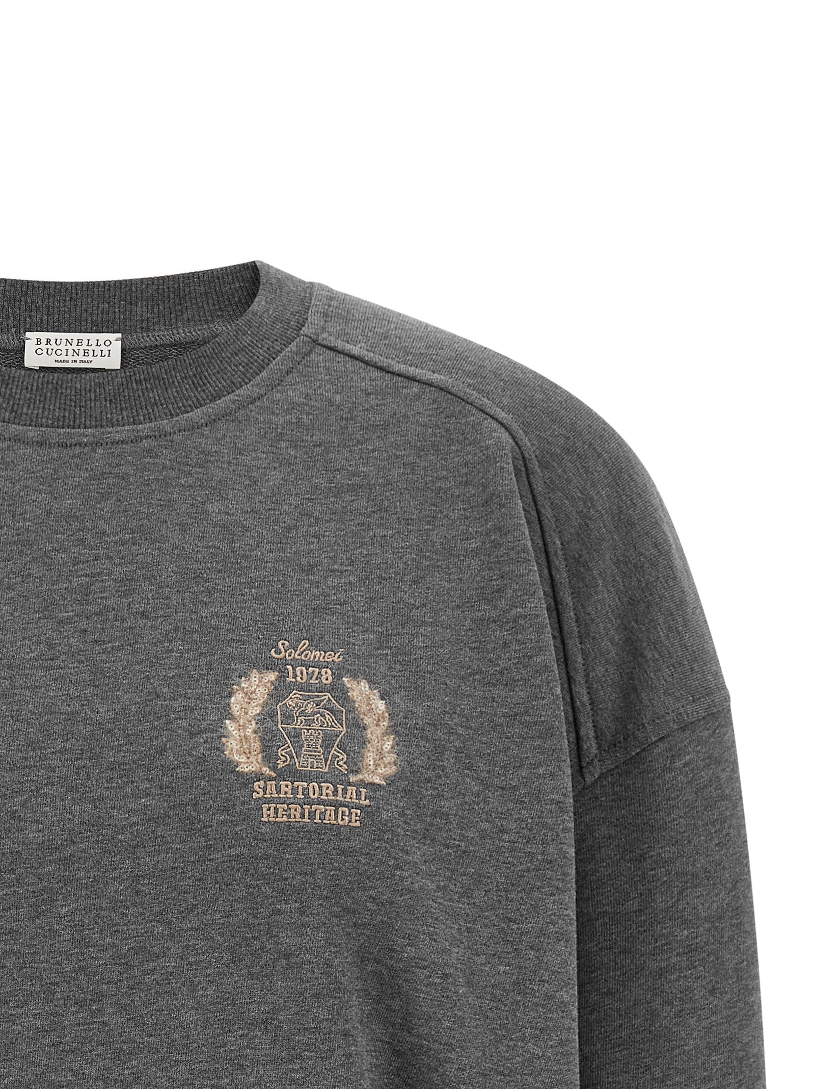 Brunello Cucinelli Gray Cotton Sweatshirt Brunello Cucinelli