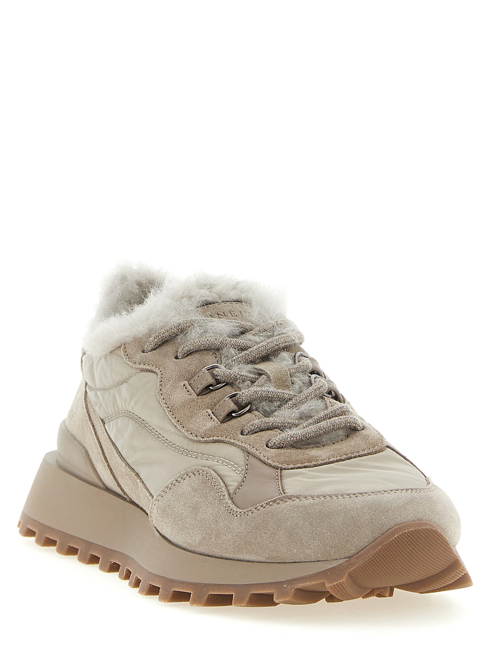 Brunello Cucinelli Beige Calfskin Athletic Sneakers Brunello Cucinelli