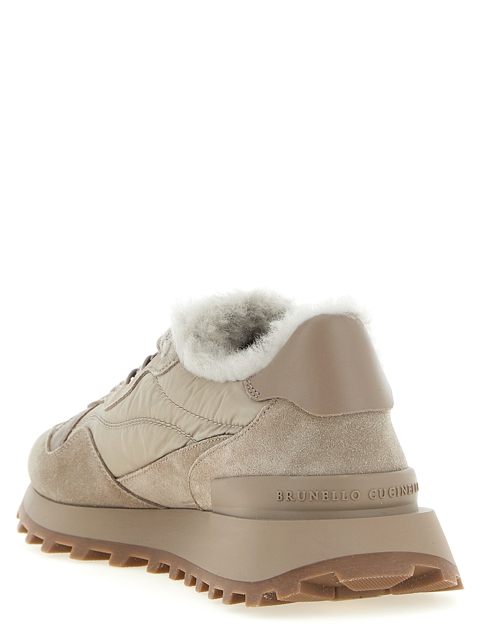 Brunello Cucinelli Beige Calfskin Athletic Sneakers Brunello Cucinelli