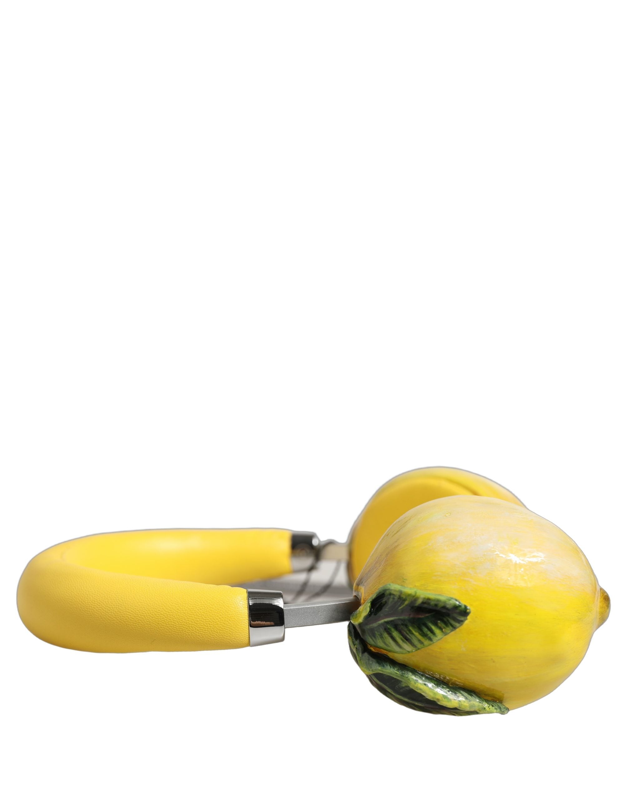 Dolce & Gabbana Yellow Vibrant Lemon Leather Headset Headphones Dolce & Gabbana