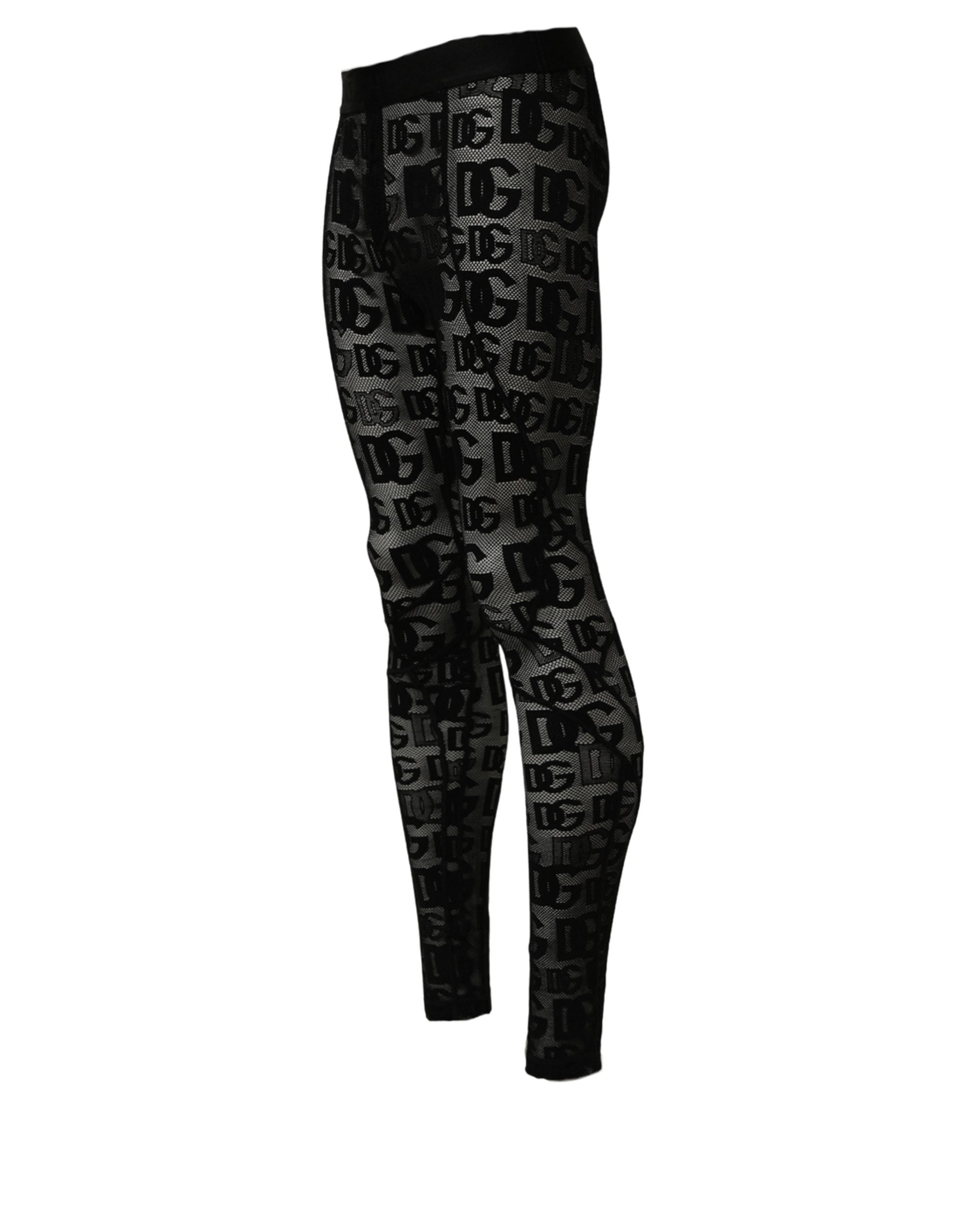 Dolce & Gabbana Black All Over Logo Print Sheer Pantyhose Underwear Dolce & Gabbana