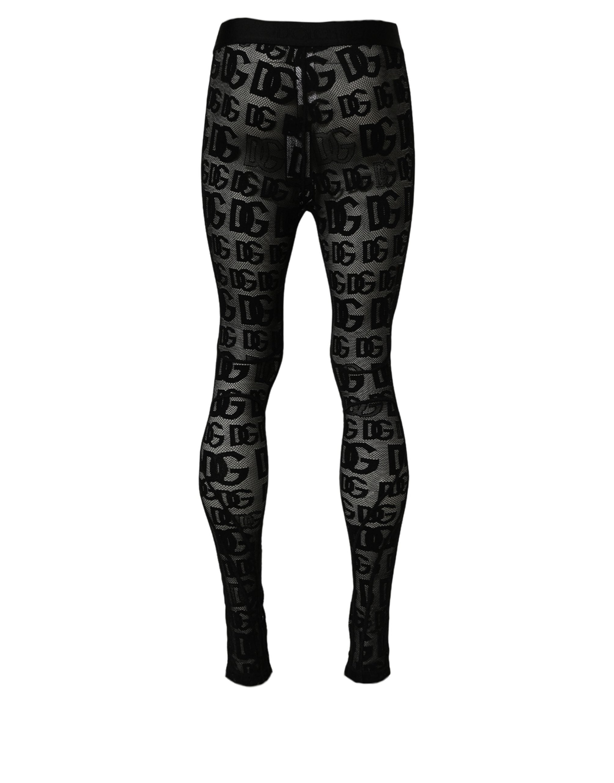 Dolce & Gabbana Black All Over Logo Print Sheer Pantyhose Underwear Dolce & Gabbana