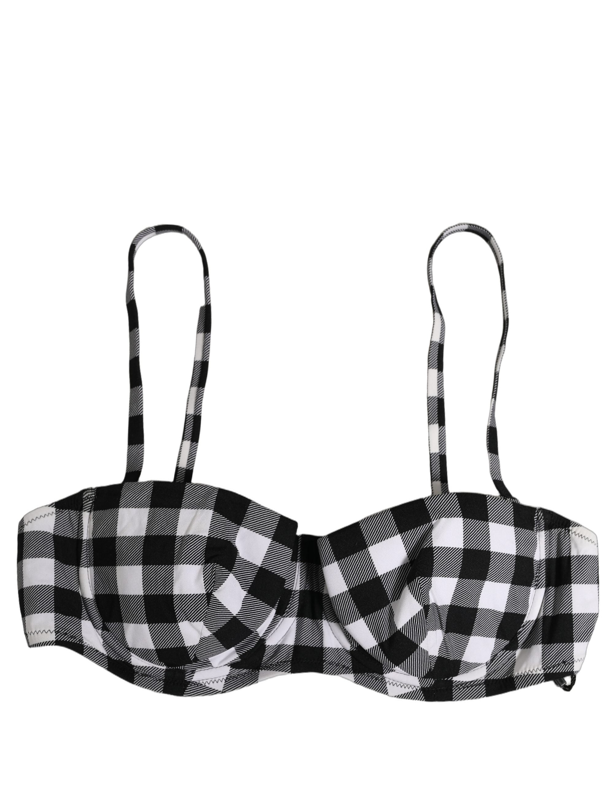 Dolce & Gabbana Black White Gingham Check Beachwear Bikini Top Dolce & Gabbana