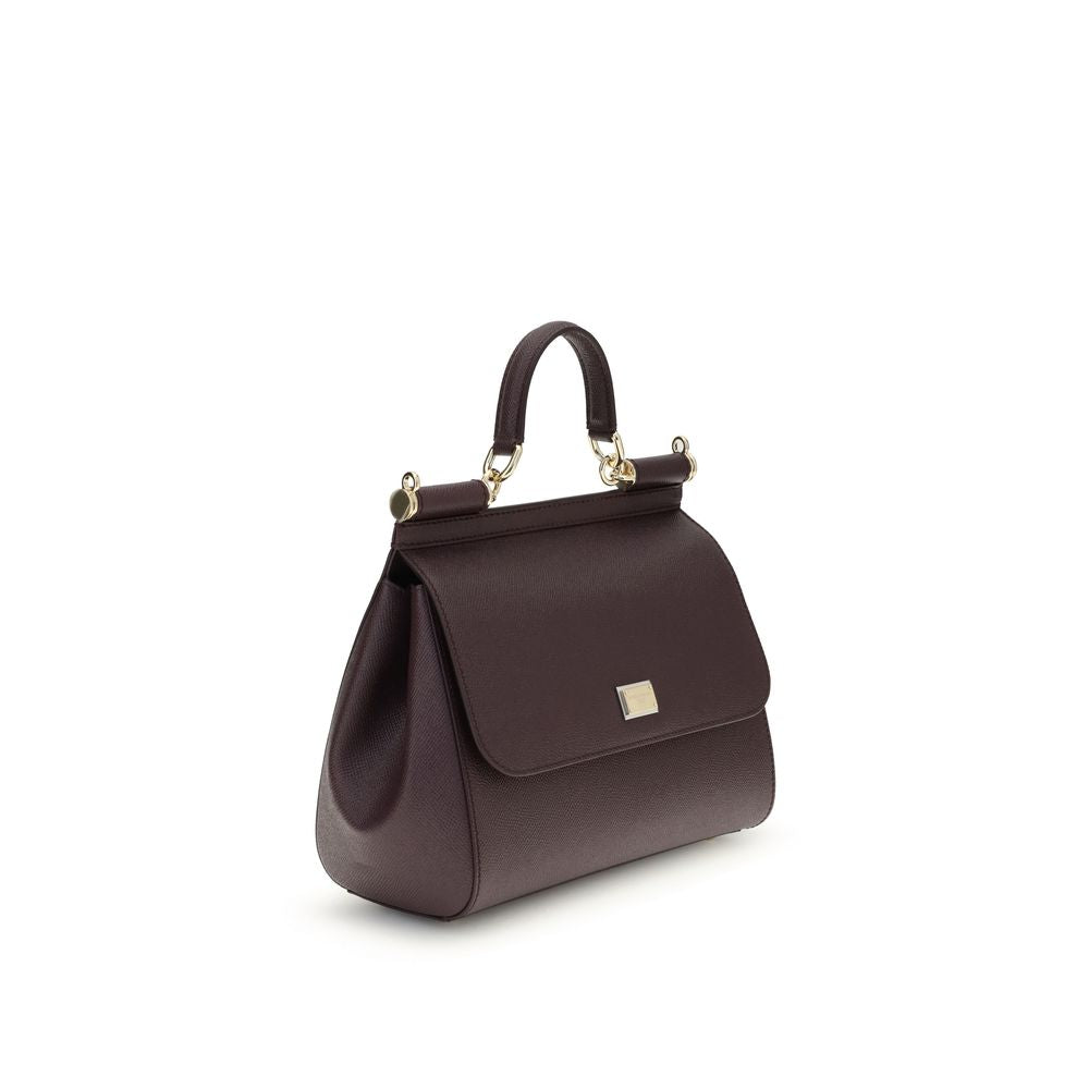 Dolce & Gabbana Bordeaux Calf Leather Bos Taurus Handbag Dolce & Gabbana