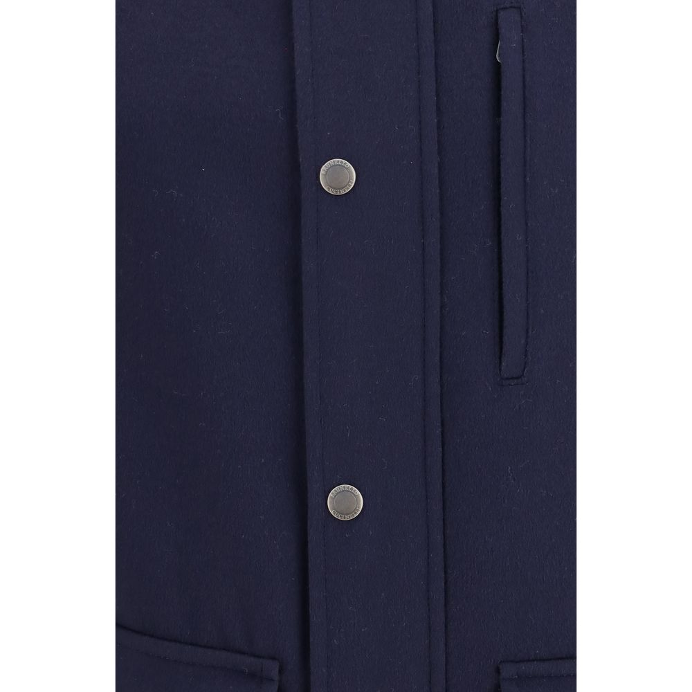 Brunello Cucinelli Blue Wool Oves Aries Full-Length Jacket Brunello Cucinelli
