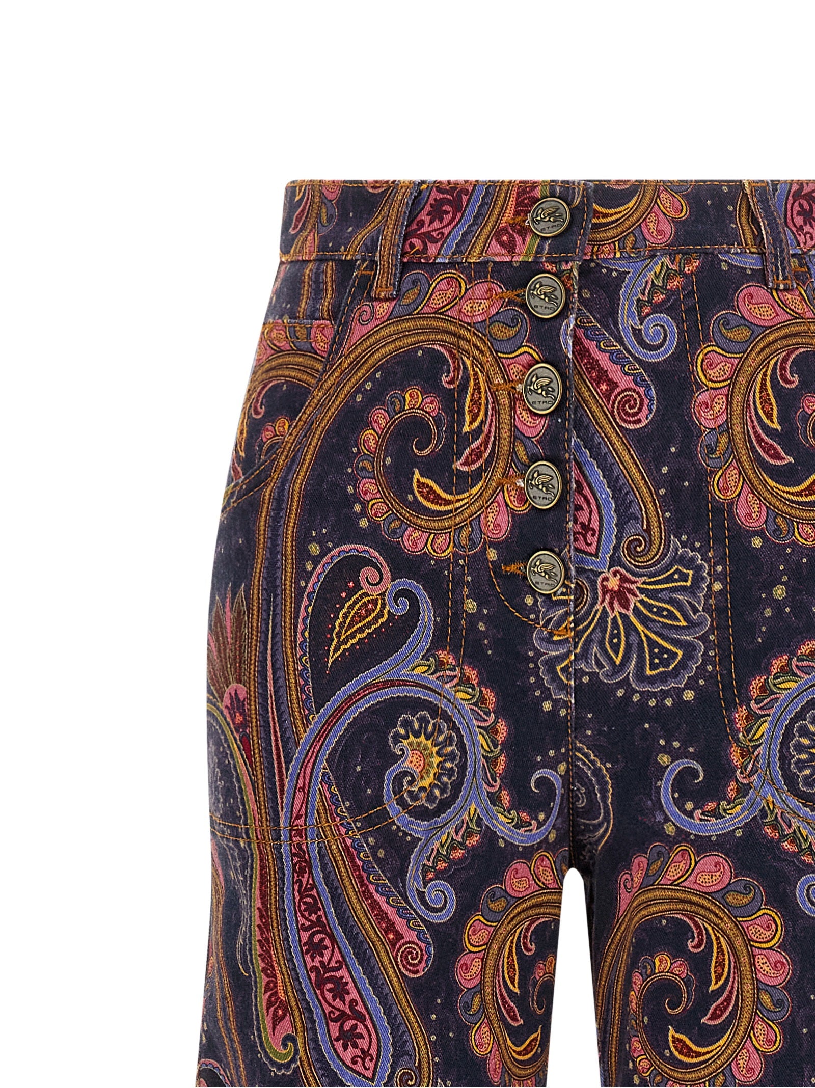 Etro Multicolor Cotton Flared Jeans Etro