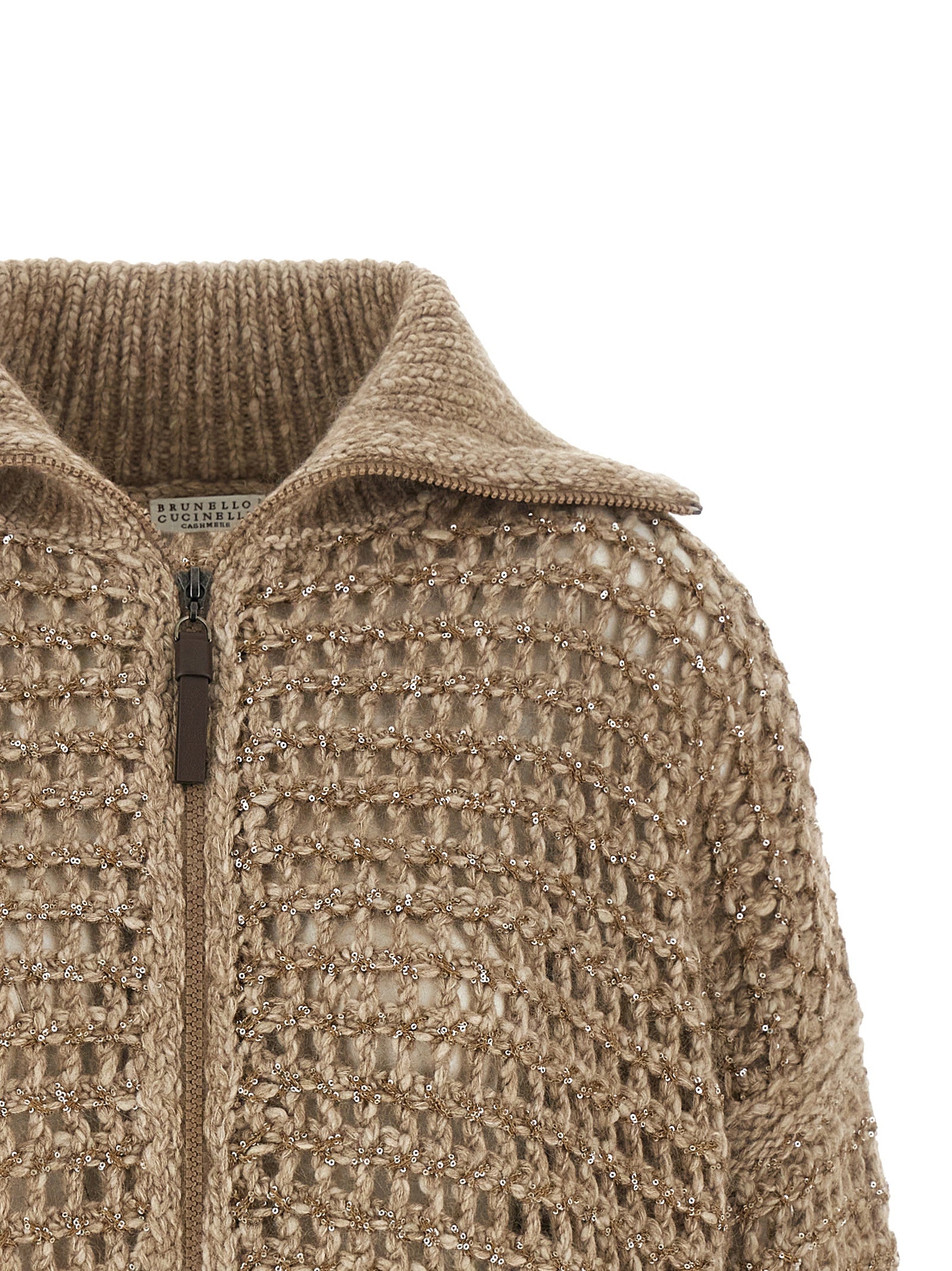 Brunello Cucinelli Beige Elastane Cardigan Brunello Cucinelli