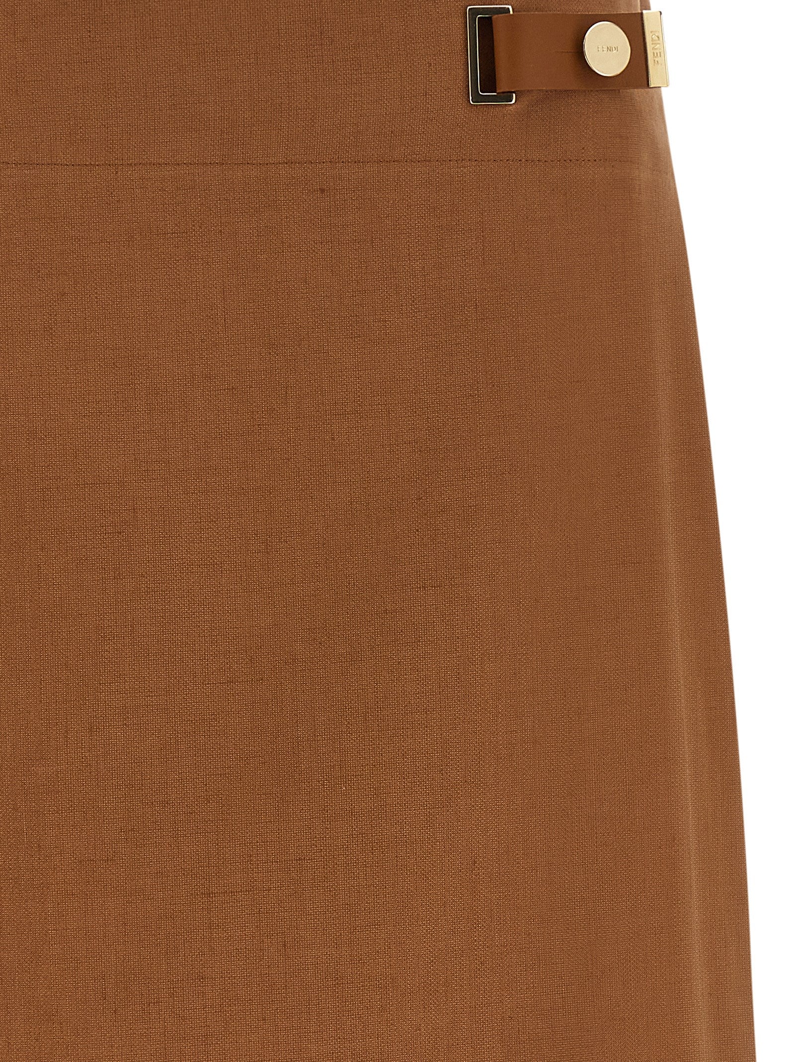 Fendi Brown Linen Midi Skirt Fendi