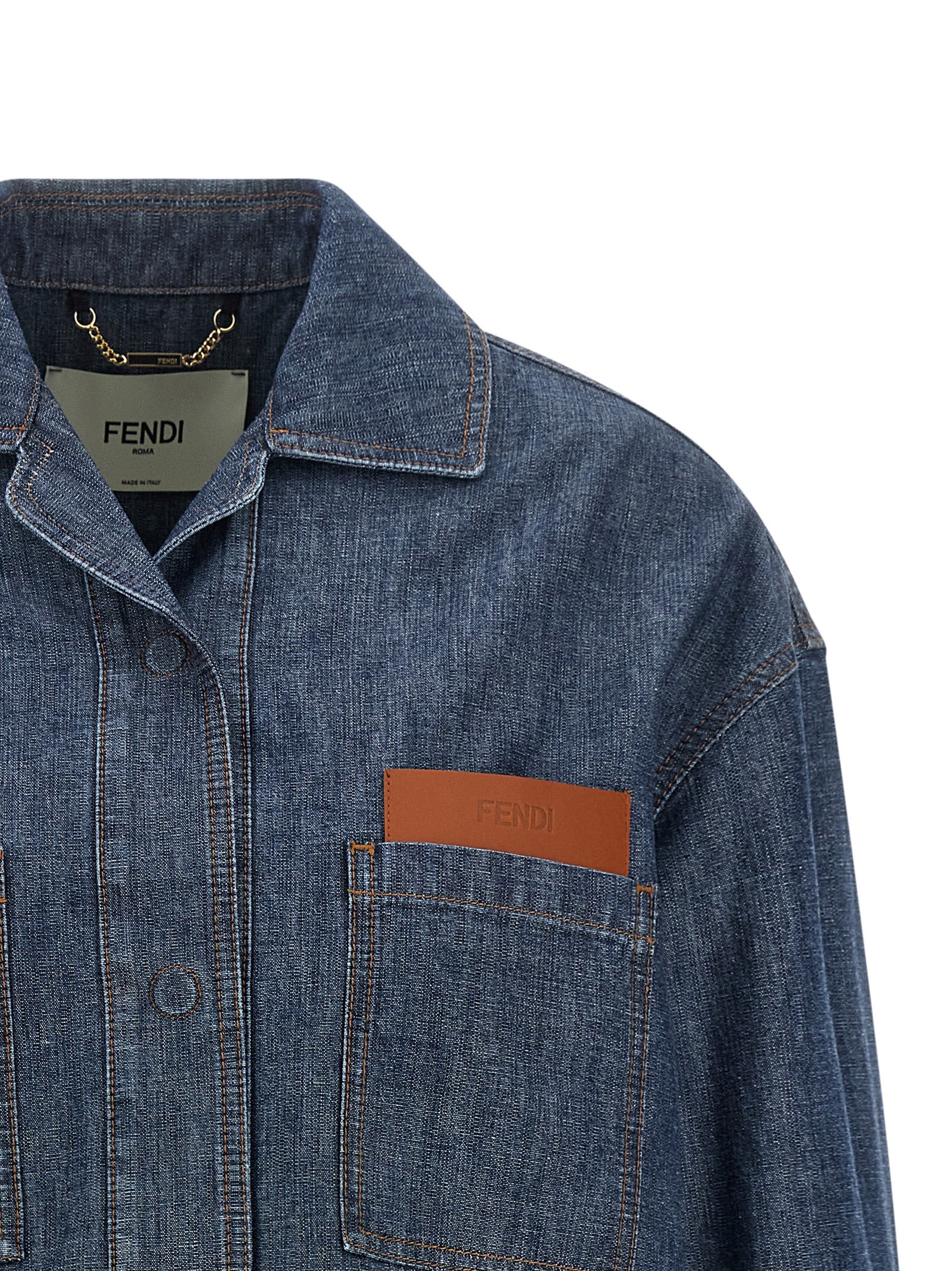 Fendi Blue Cotton Denim Jacket Fendi