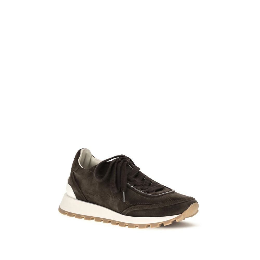 Brunello Cucinelli Brown Suede Leather Low Top Sneakers Brunello Cucinelli