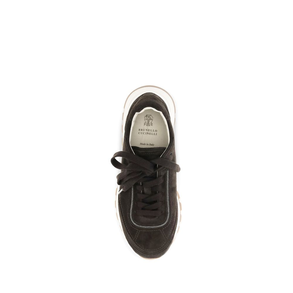 Brunello Cucinelli Brown Suede Leather Low Top Sneakers Brunello Cucinelli