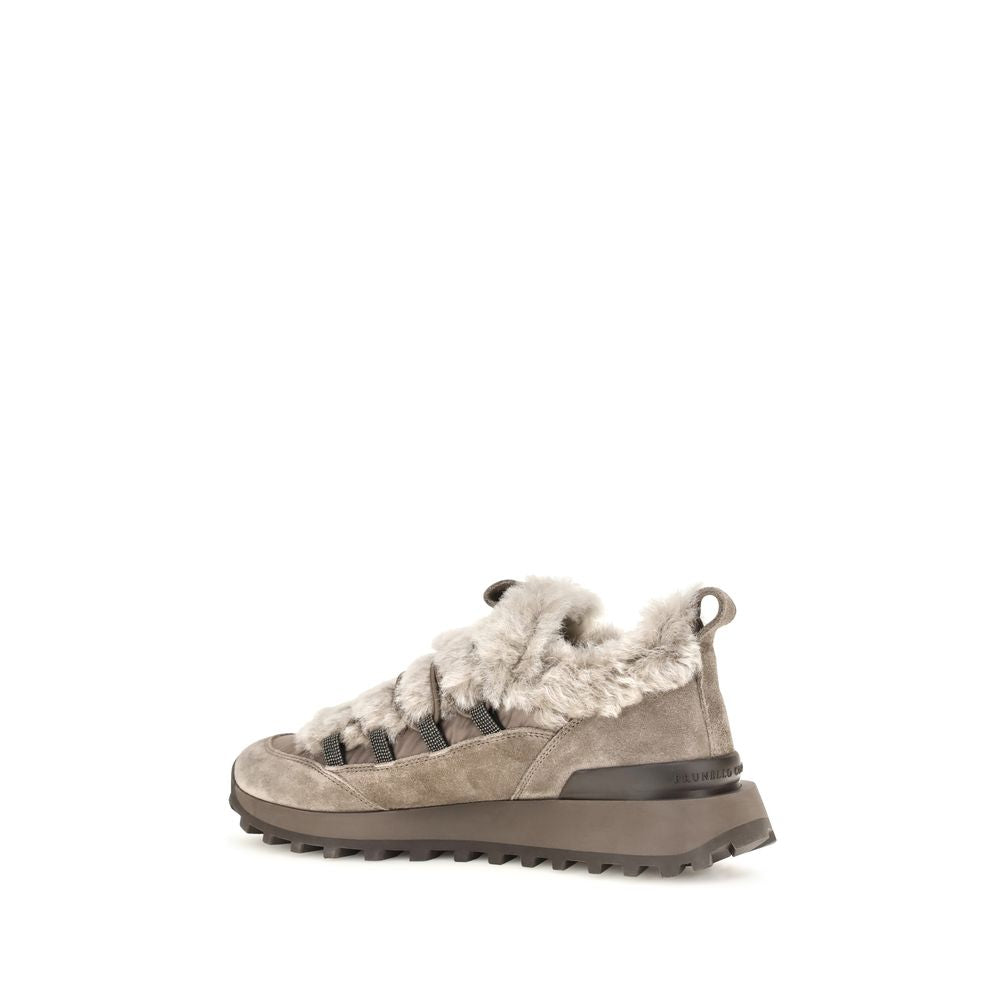 Brunello Cucinelli Gray Suede Leather Athletic Sneakers Brunello Cucinelli