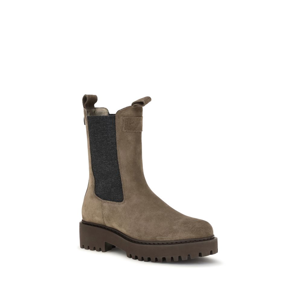 Brunello Cucinelli Brown Calf Leather Bos Taurus Ankle Boots Brunello Cucinelli