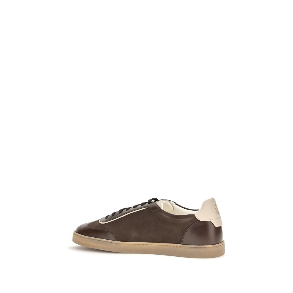Brunello Cucinelli Brown Calf Leather Bos Taurus Low Top Sneakers Brunello Cucinelli