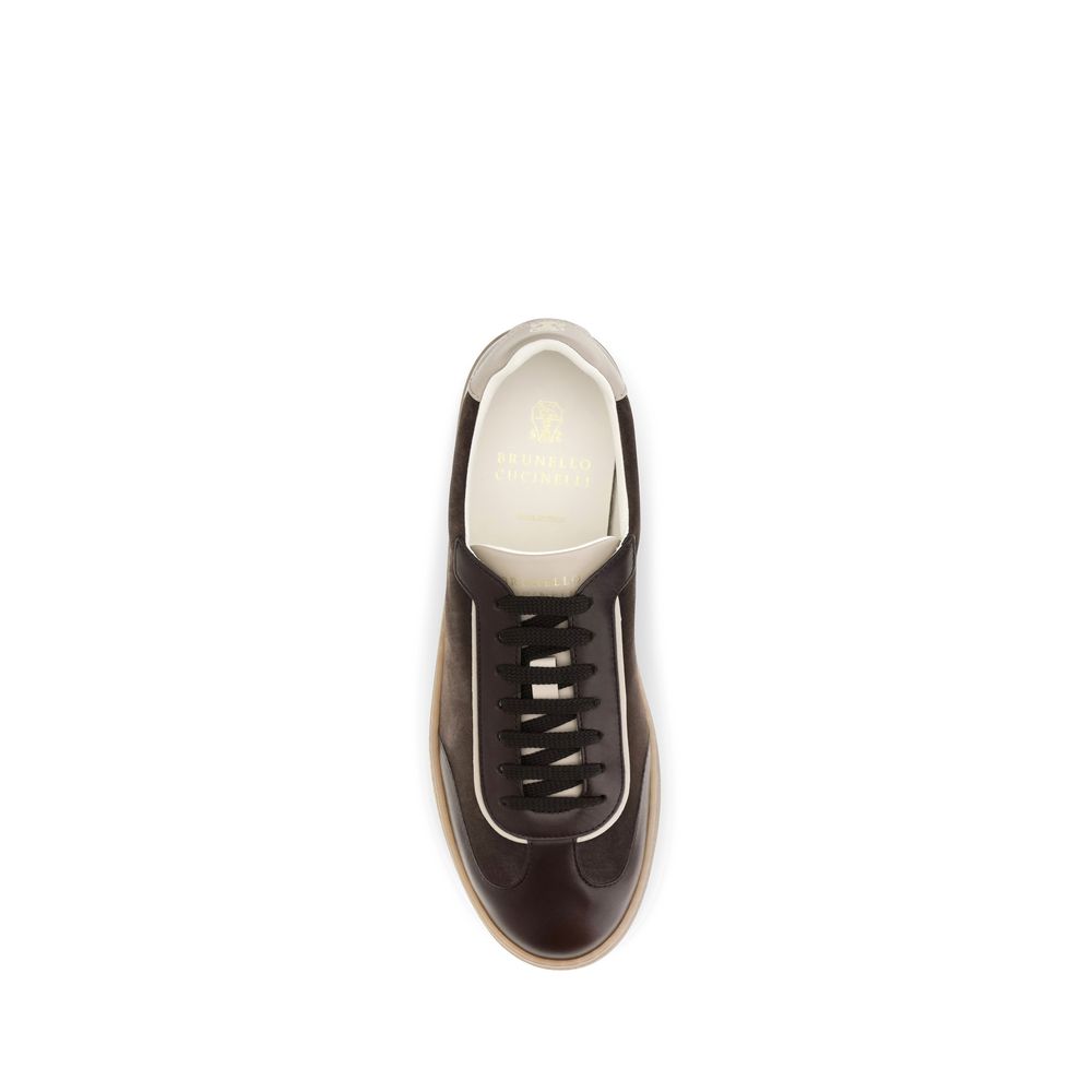 Brunello Cucinelli Brown Calf Leather Bos Taurus Low Top Sneakers Brunello Cucinelli